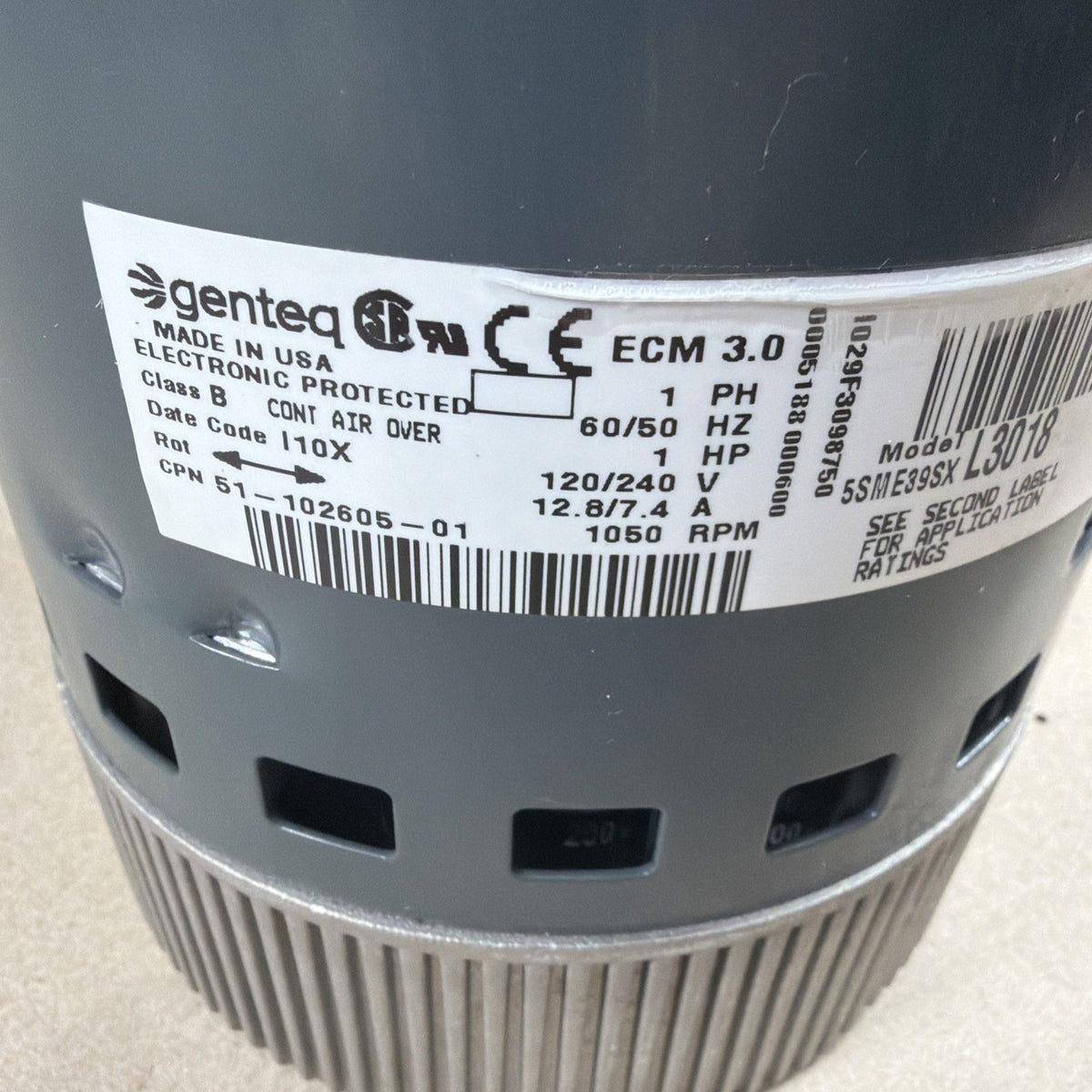 TESTED🔥 Genteq ECM 3.0 5SME39SXL3018 Programmable Blower Motor 1HP GC07 (M18