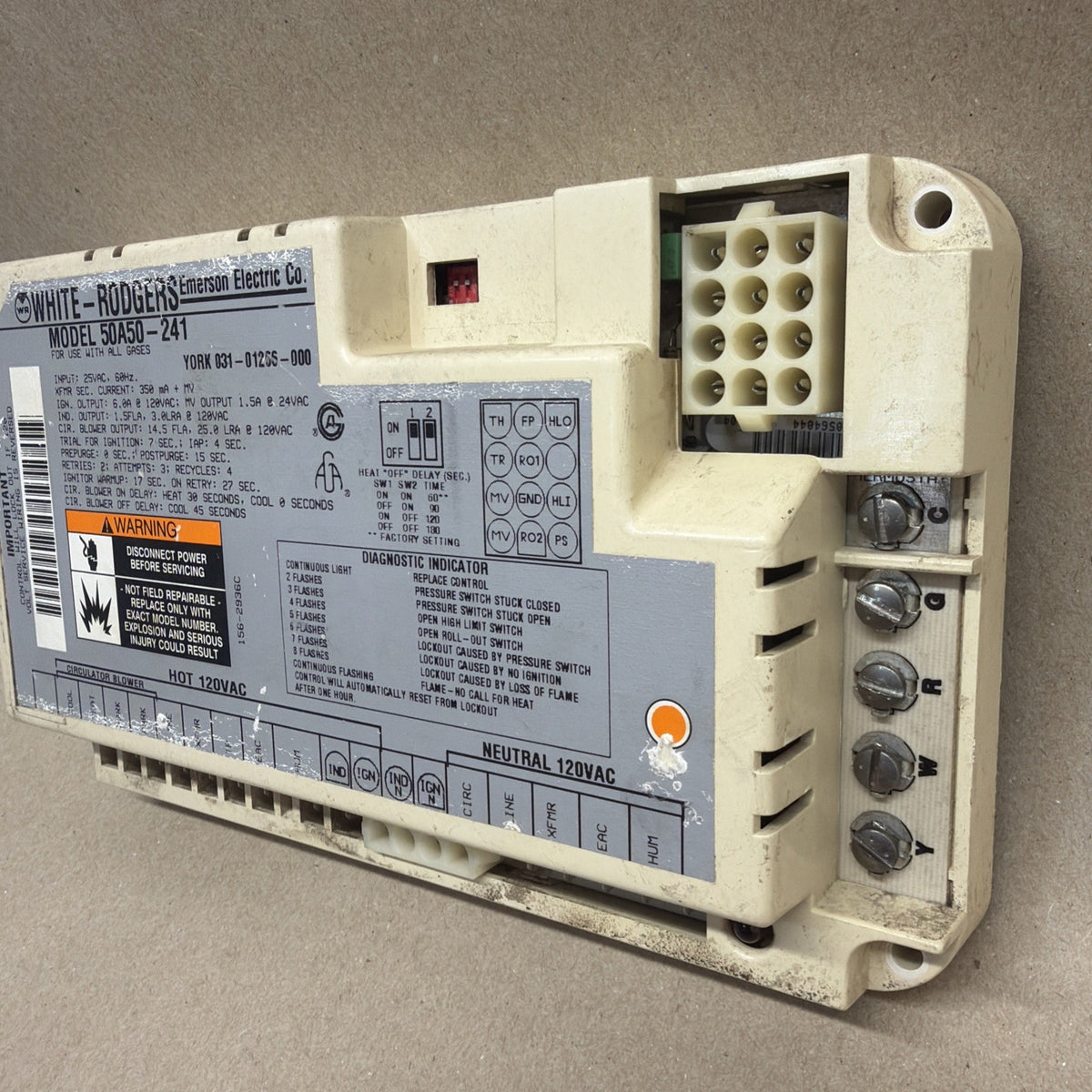 TESTED✅ 50A50-241 Furnace Control Board White Rogers  York 031-01266-000
