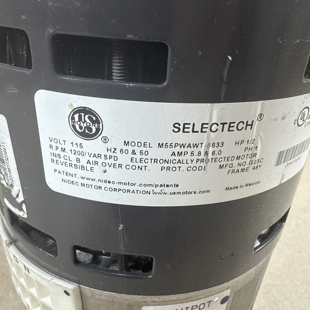 US Motors M55PWAWT-3633 Blower Motor 0271F00595 1/2HP 115V SELECTECH (#22)