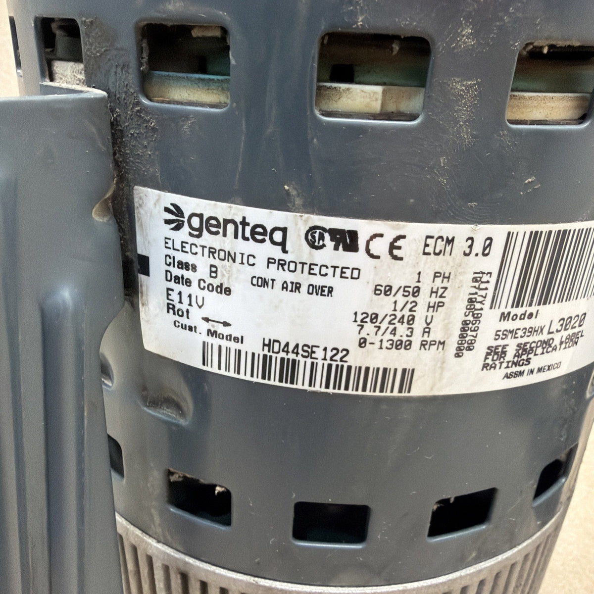 ✅ GENTEQ ECM 3.0 HD44SE122 Blower Motor 5SME39HXL3020 1/2HP GC08
