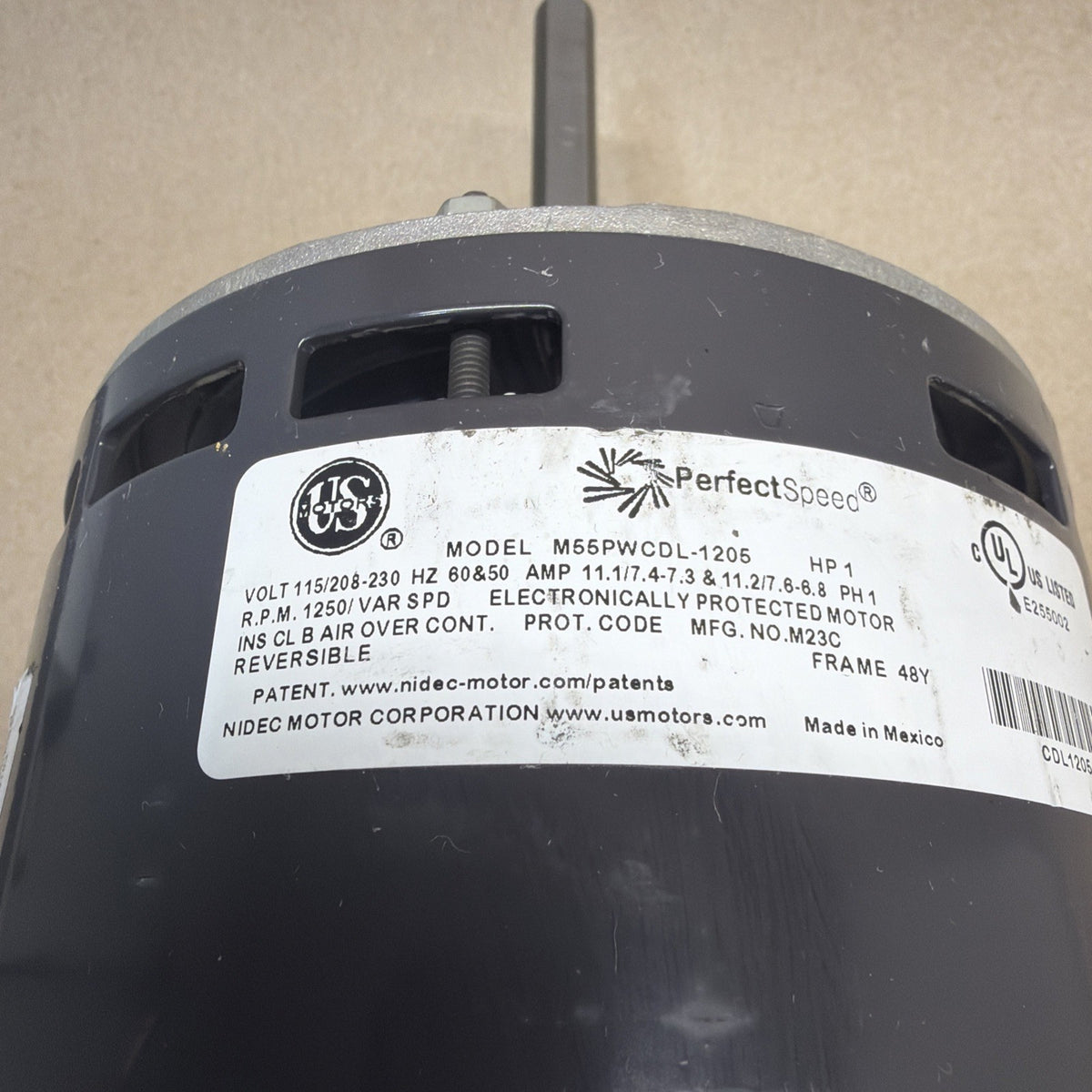 ✅ US Motors M55PWCDL-1205 PerfectSpeed ECM Blower Motor 1HP 115/208-230V Ver.58