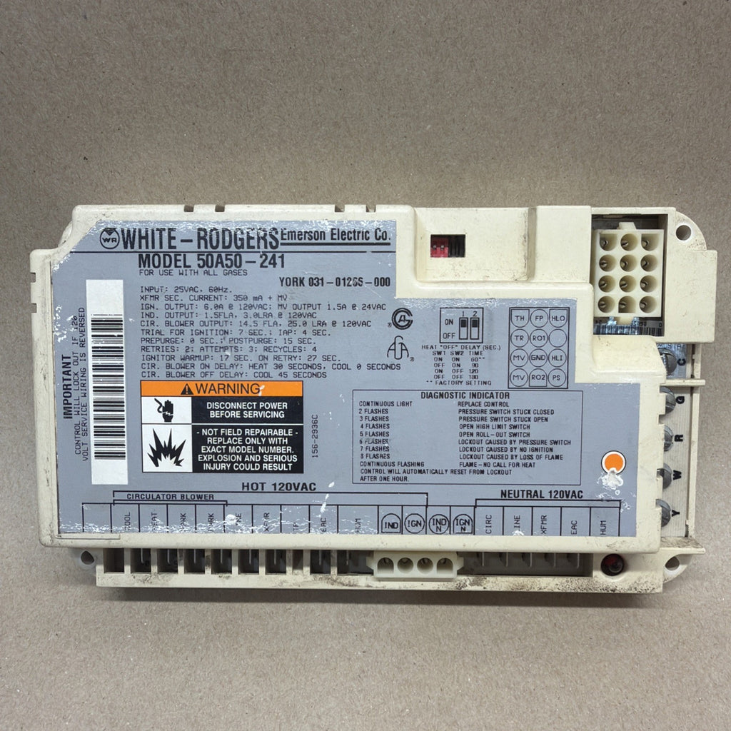 TESTED✅ 50A50-241 Furnace Control Board White Rogers  York 031-01266-000