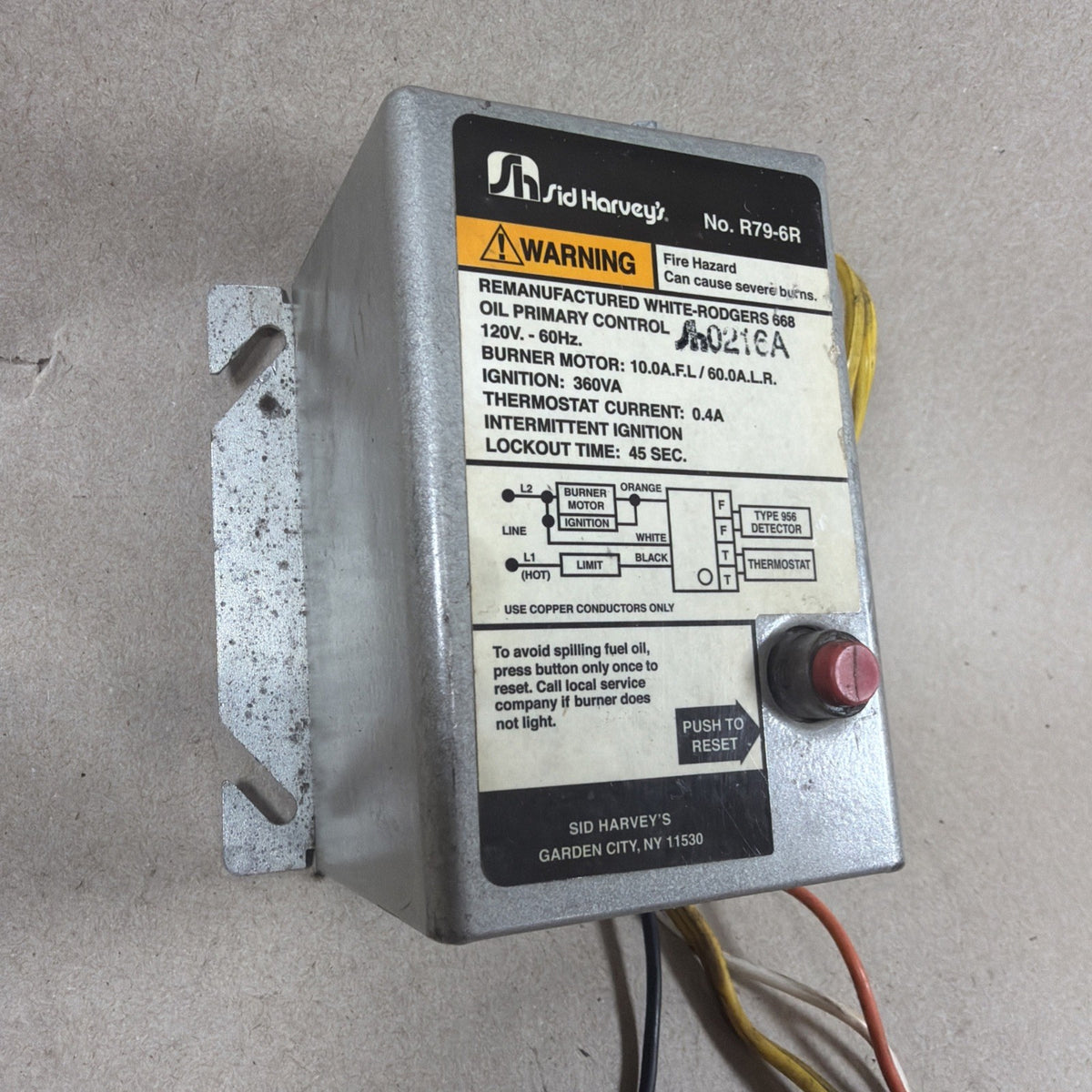 🔥 Sid Harvey's Oil Primary Control Unit R79-6R White Rogers Relay 0216A