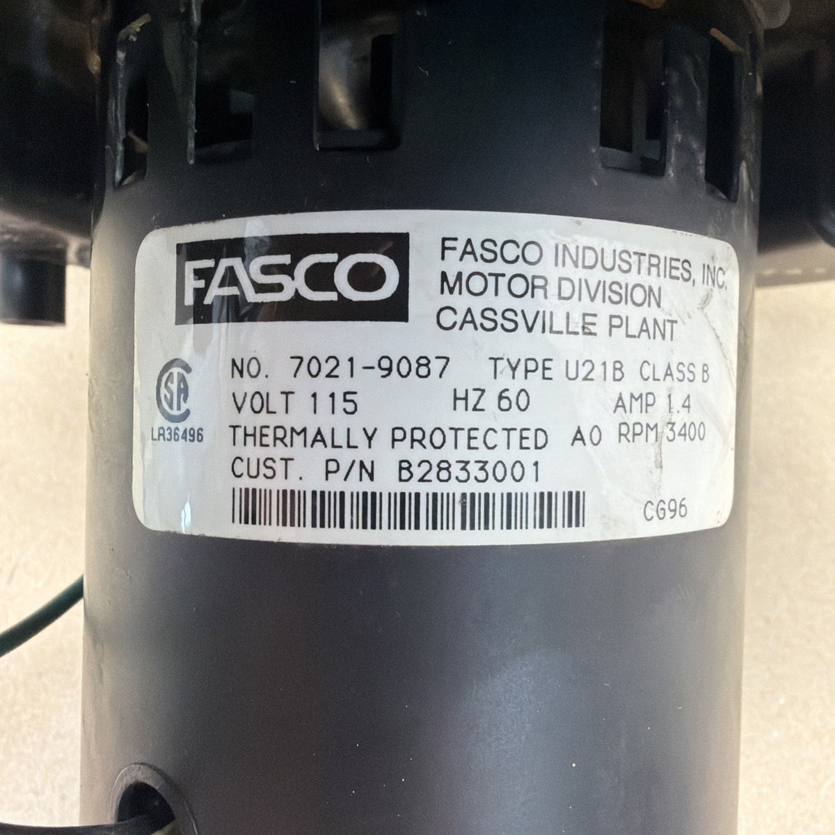 TESTED✅ FASCO 7021-9087 Draft Inducer Blower Motor B2833001 115V 3400RPM