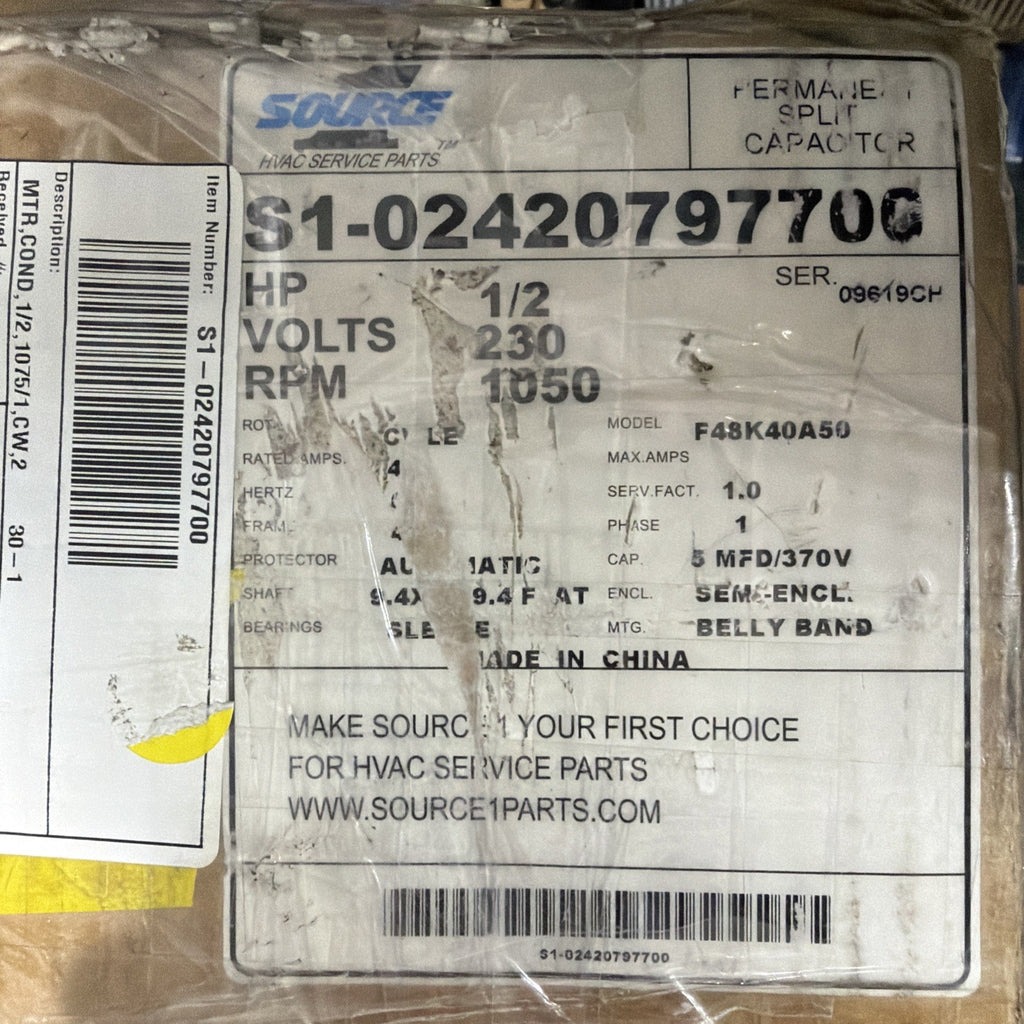 NEW🔥 F48K40A50 GENTEQ Source 1 Condenser Fan Blower Motor S1-02420797700
