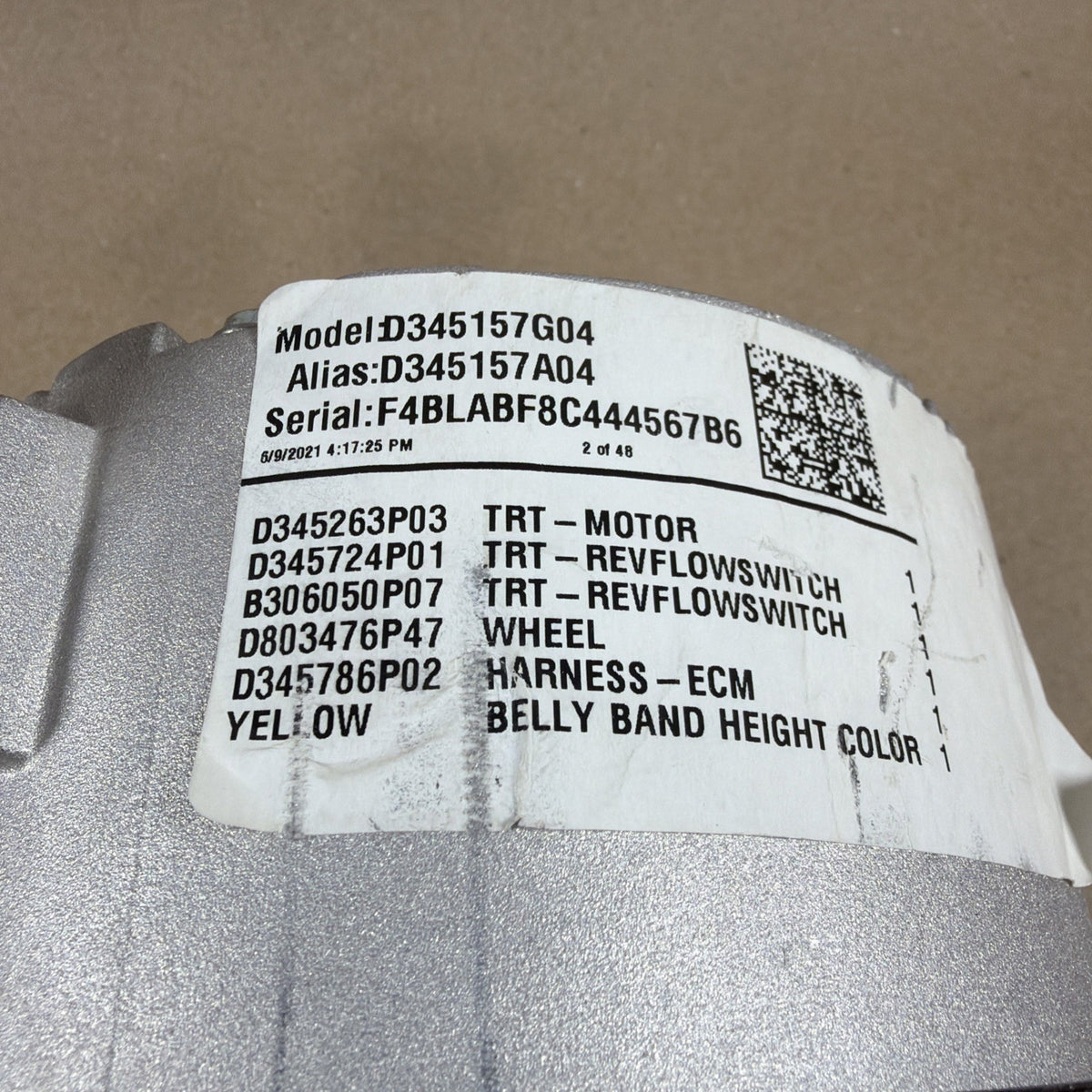 TESTED🔥 Trane KMUA8C1TX 1HP Air Handler Blower Motor 200-1500r/min D345263P03