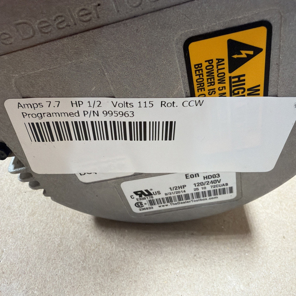 🔥 Genteq Eon 5SME39GLV5001 Programmable Motor 1/2hp 230V  1060256  HD03 CCW
