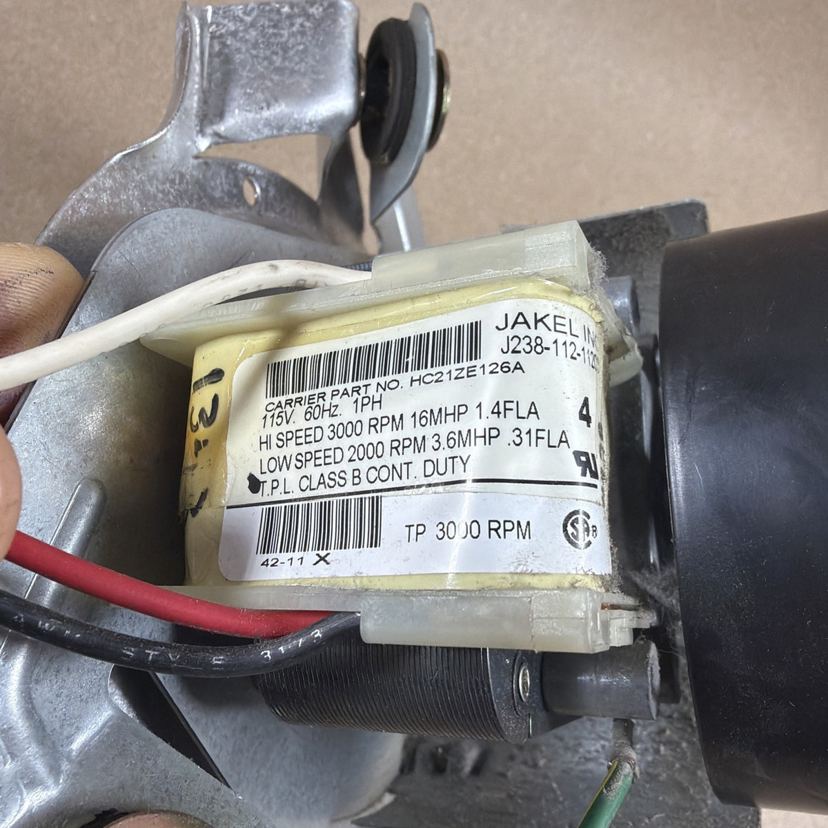 🔥 JAKEL J238-112-11203 Draft Inducer Blower Motor Assembly Carrier HC21ZE126A