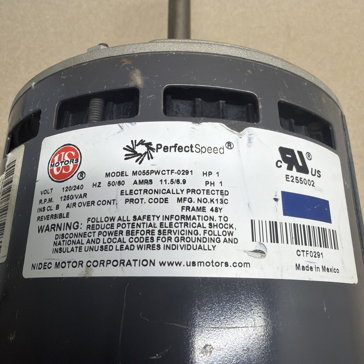 ✅ US Motors PerfectSpeed M055PWCTF-0291 ECM Blower Motor 1HP 120/240V 102468-03