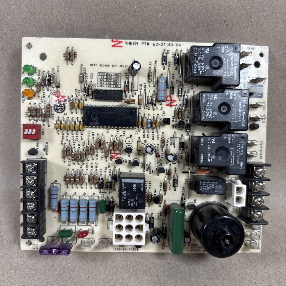RHEEM RUDD 1028-83-9282B FURNACE CONTROL CIRCUIT BOARD 62-24140-04 1028-928 (F5)