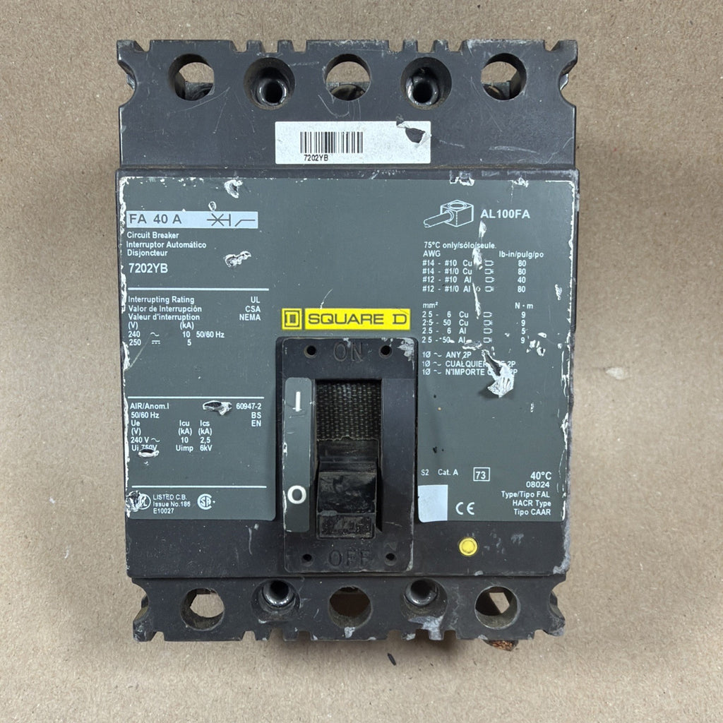 TESTED🔥 SQUARE D FH 100 A 3 pole 40amp 600v Molded Case Switch 7202YB
