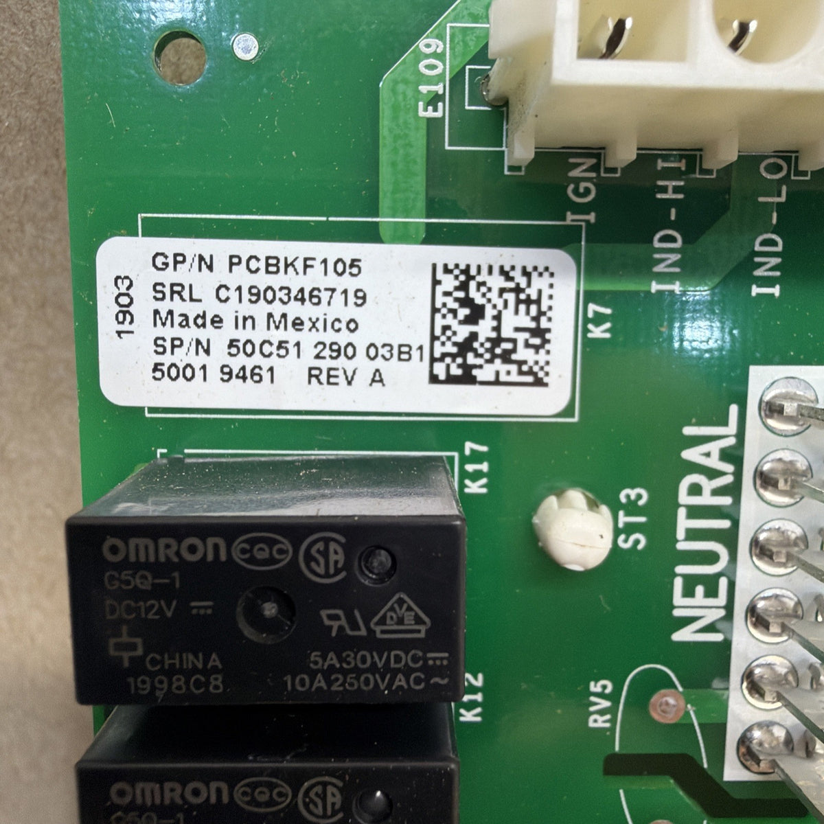 TESTED🔥. PCBKF105 Goodman Amana White Rodgers Furnace Control Circuit Board