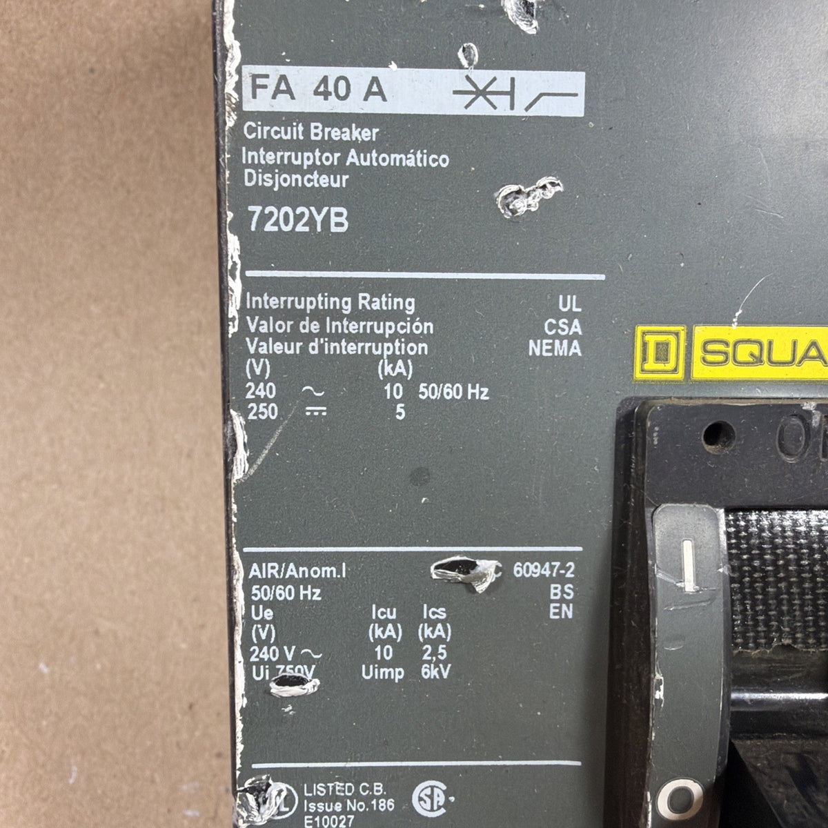 TESTED🔥 SQUARE D FH 100 A 3 pole 40amp 600v Molded Case Switch 7202YB