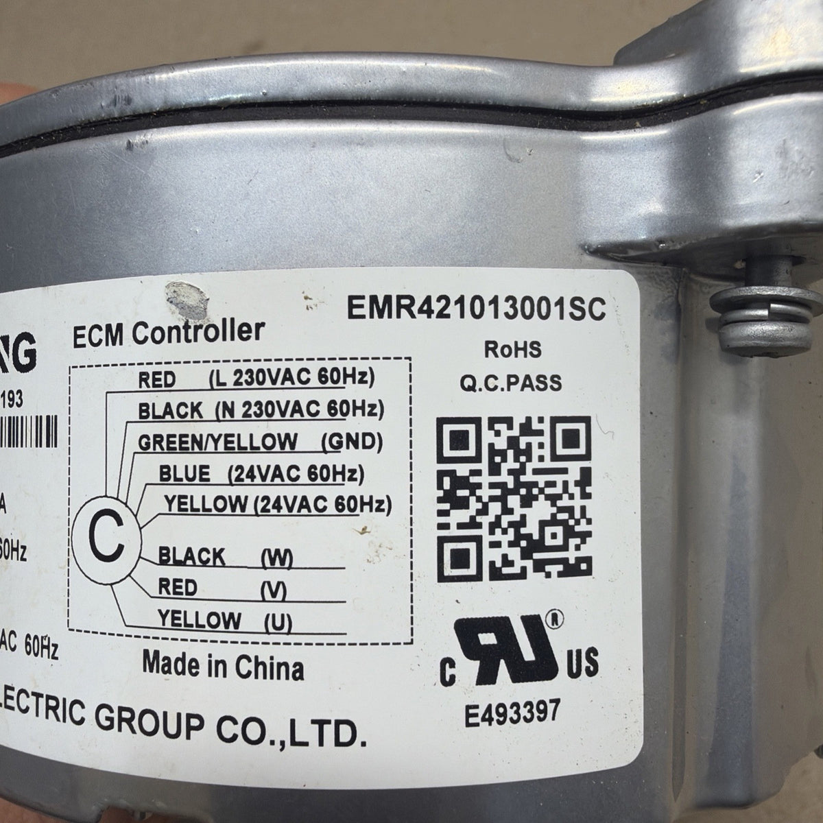 York ZWB4710L03A, EMR421013001SC, 6218193, S1-02442223000, Condenser Fan Motor