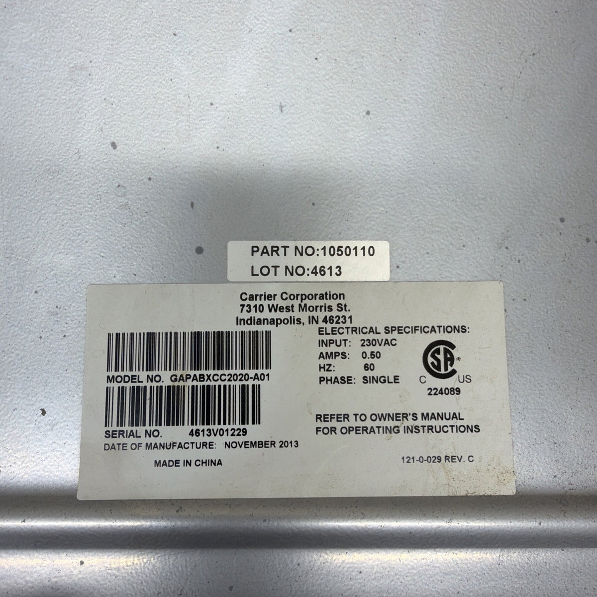 🔥🔥 230VAC. HVAC Air Purifier Filter EAC Carrier GAPABXCC2020-A01. 1050110