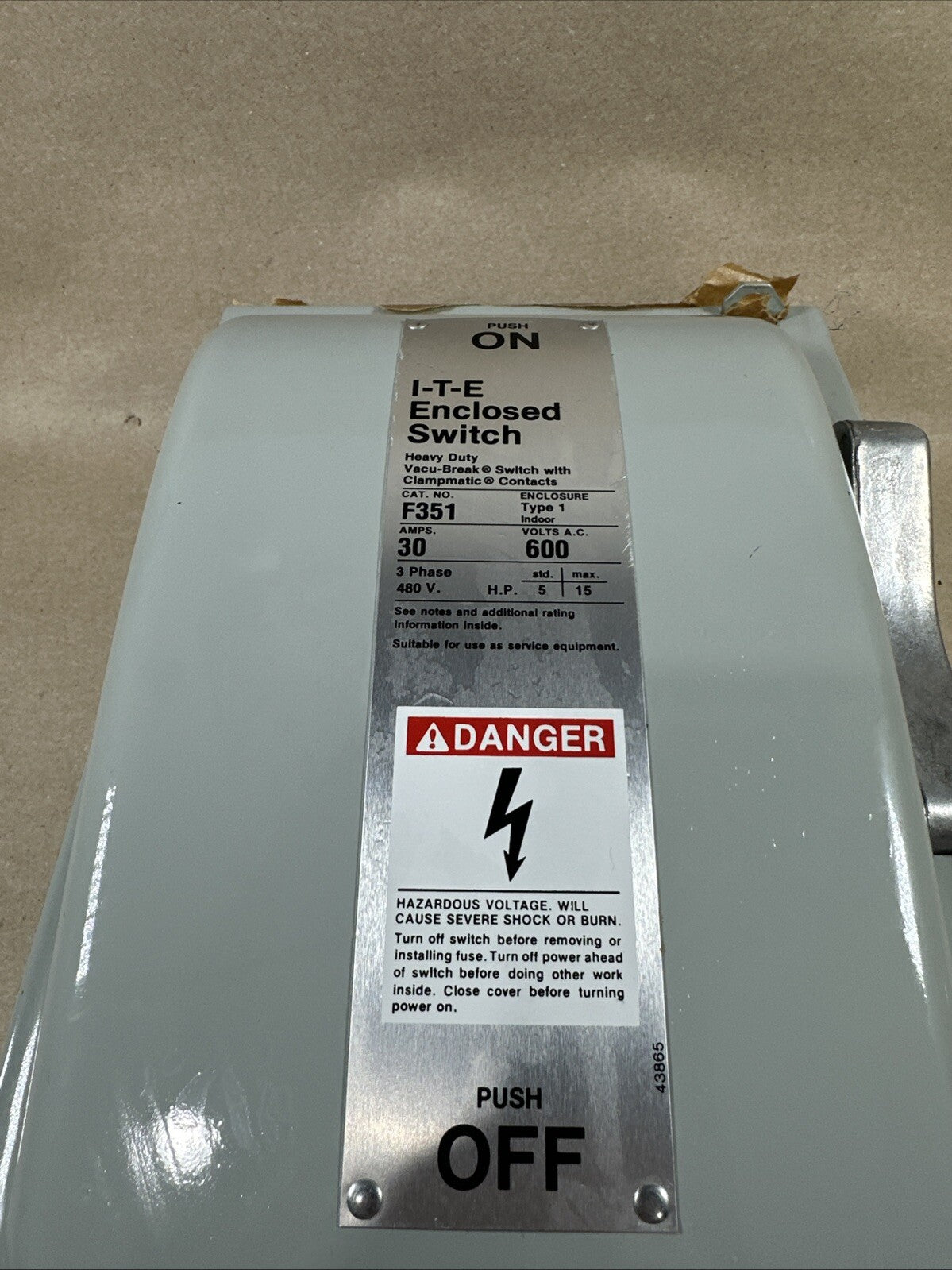 NEW!!!   Siemens F351 ITE Heavy Duty Enclosed Switch New. Electric