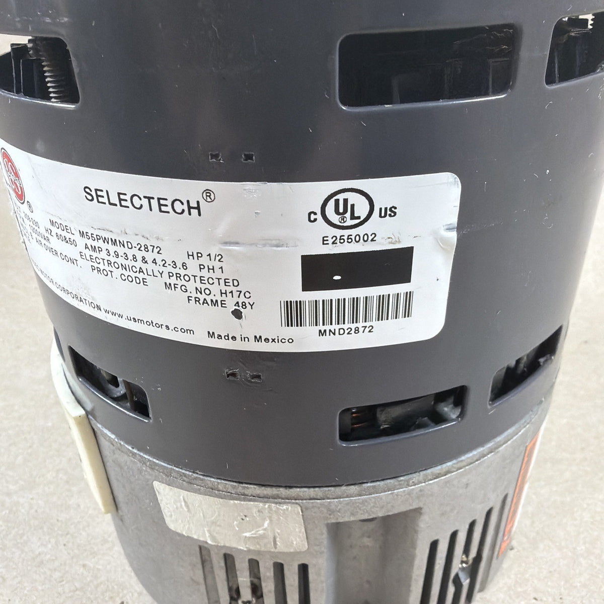 🔥🔥 US Motors M55PWMND-2872 SELECTECH Blower Motor 1/2HP Ver.585 M311ZA0479066