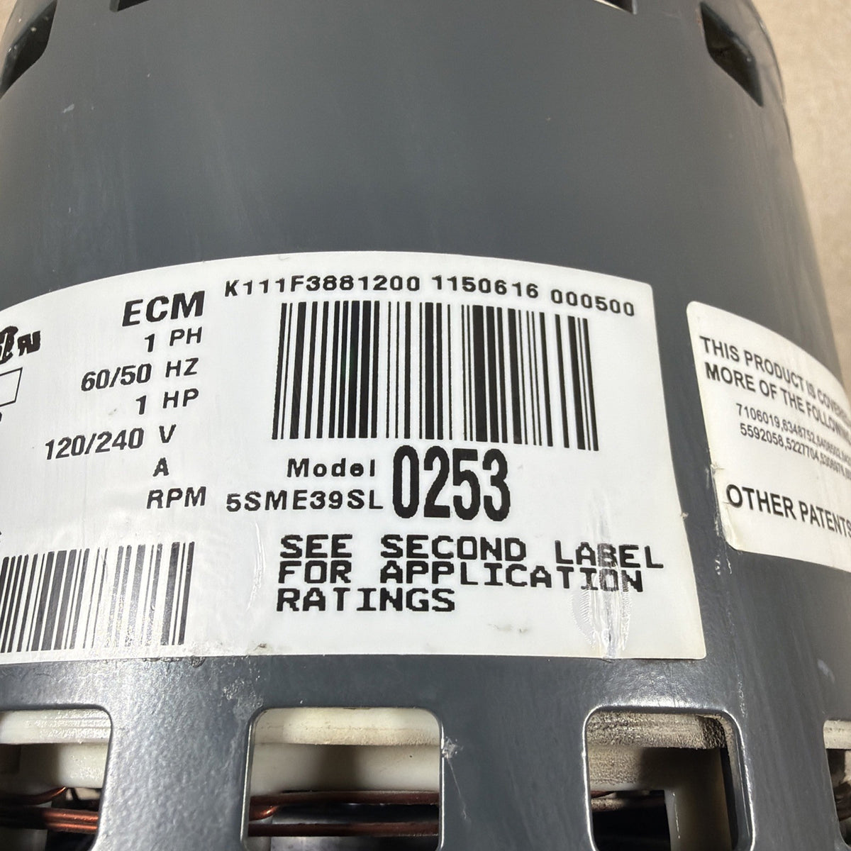 GE ECM2.3 CP04 5SME39SL0253 Blower Motor D341314P03 1HP 200/240V CCW