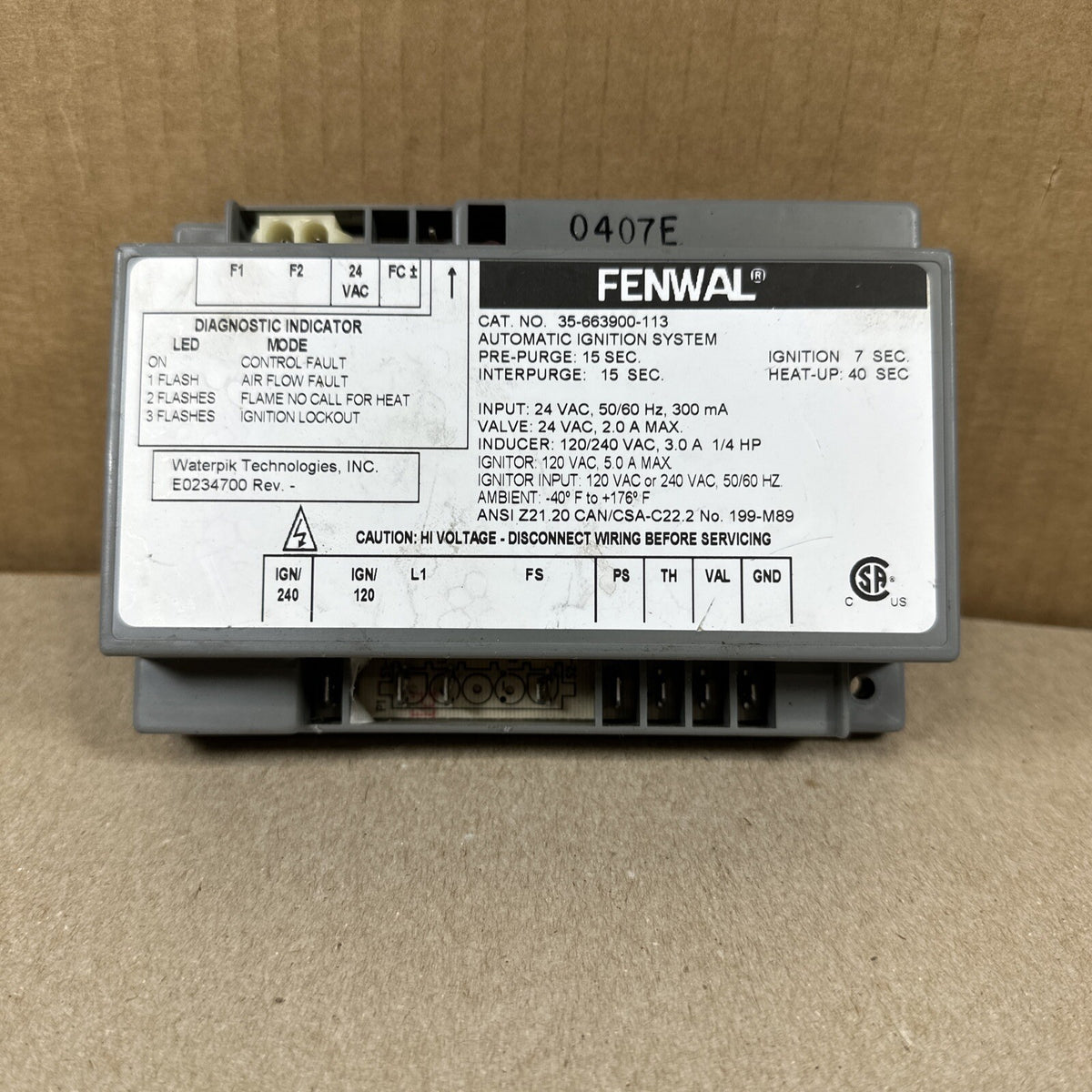 TESTED 🔥 FENWAL 35-663900-113 Automatic Ignition System E0234700. (H13)