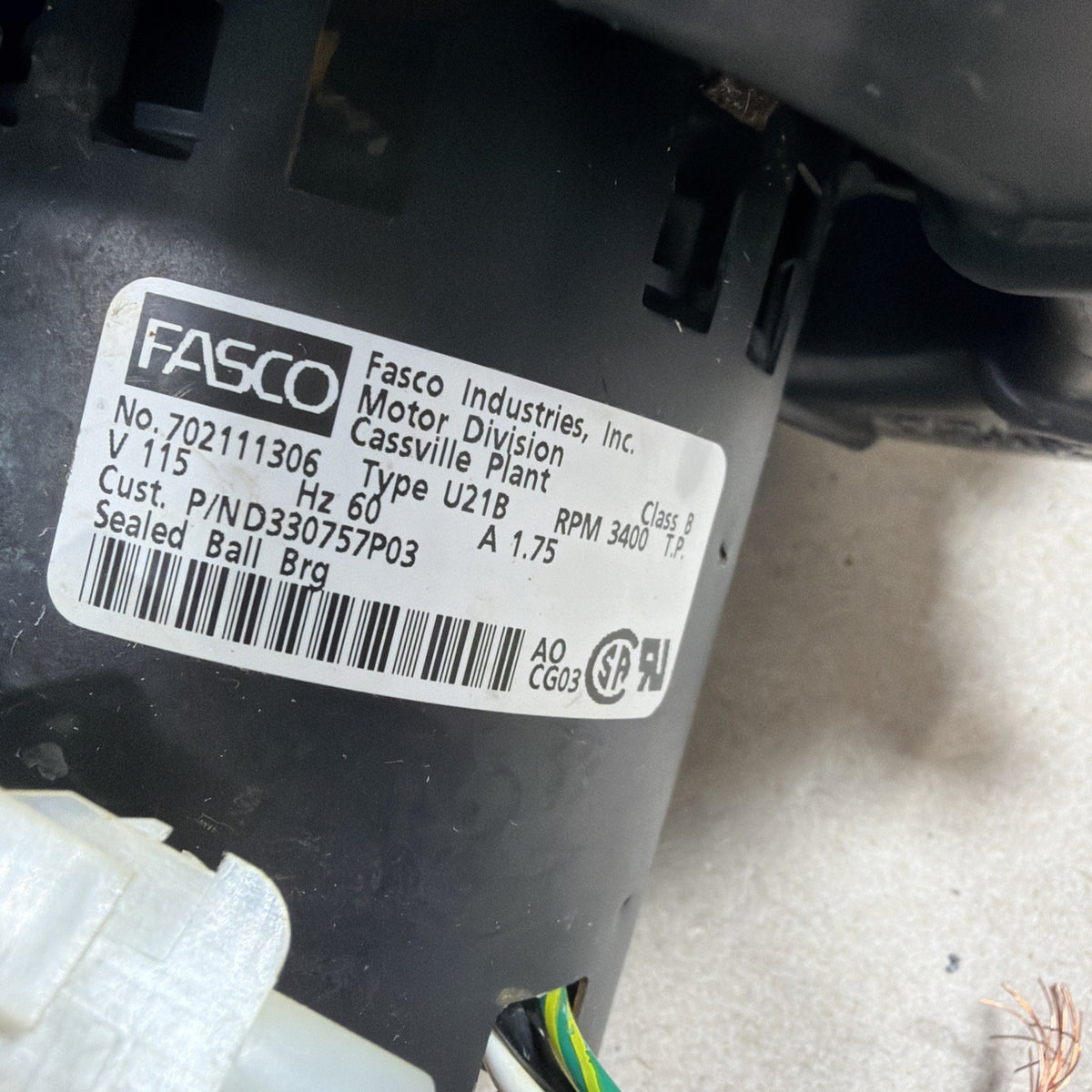 TESTED🔥 Fasco 702111306 Furnace Inducer Motor D330757P03 115V (B17)