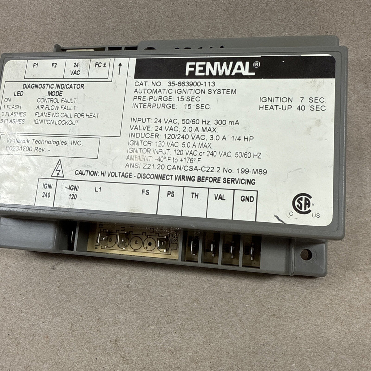 TESTED🔥🔥  FENWAL 35-663900-113 Automatic Ignition System E0234700. (D150)