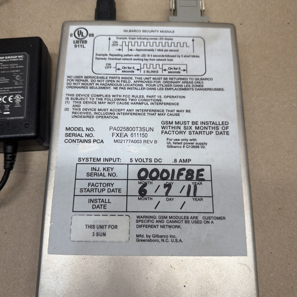 TESTED✅ Gilbarco PA025800T3SUN Gilbarco Security Module /M02177A003