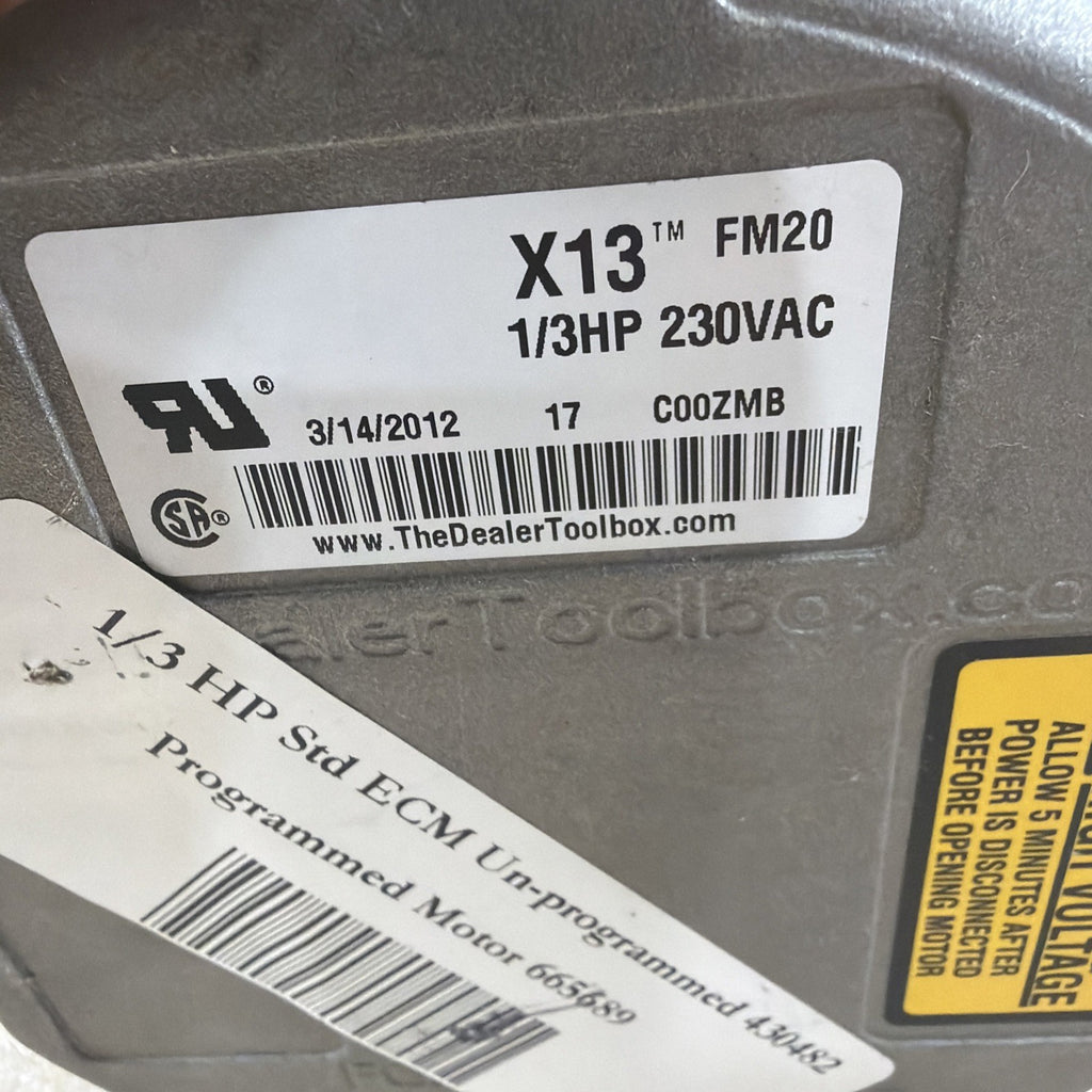 TESTED🔥 GENTEQ X13 ECM BLOWER MOTOR 5SME39DXL016A 1/3HP 430482 FM20 X13
