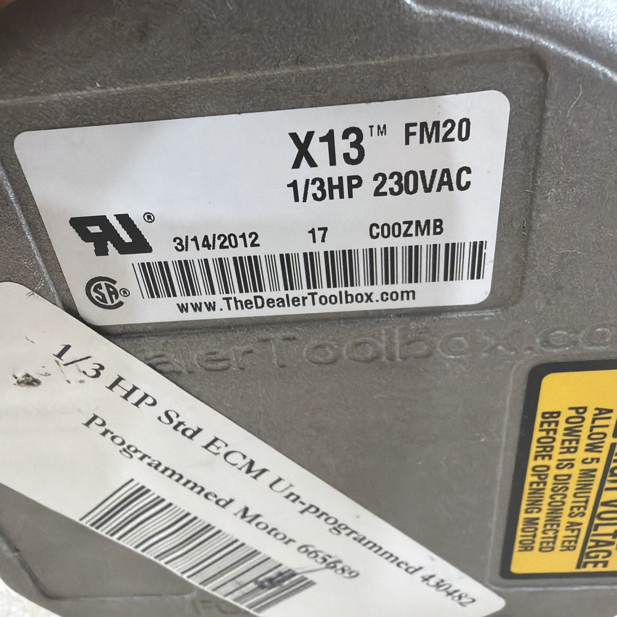TESTED🔥 GENTEQ X13 ECM BLOWER MOTOR 5SME39DXL016A 1/3HP 430482 FM20 X13