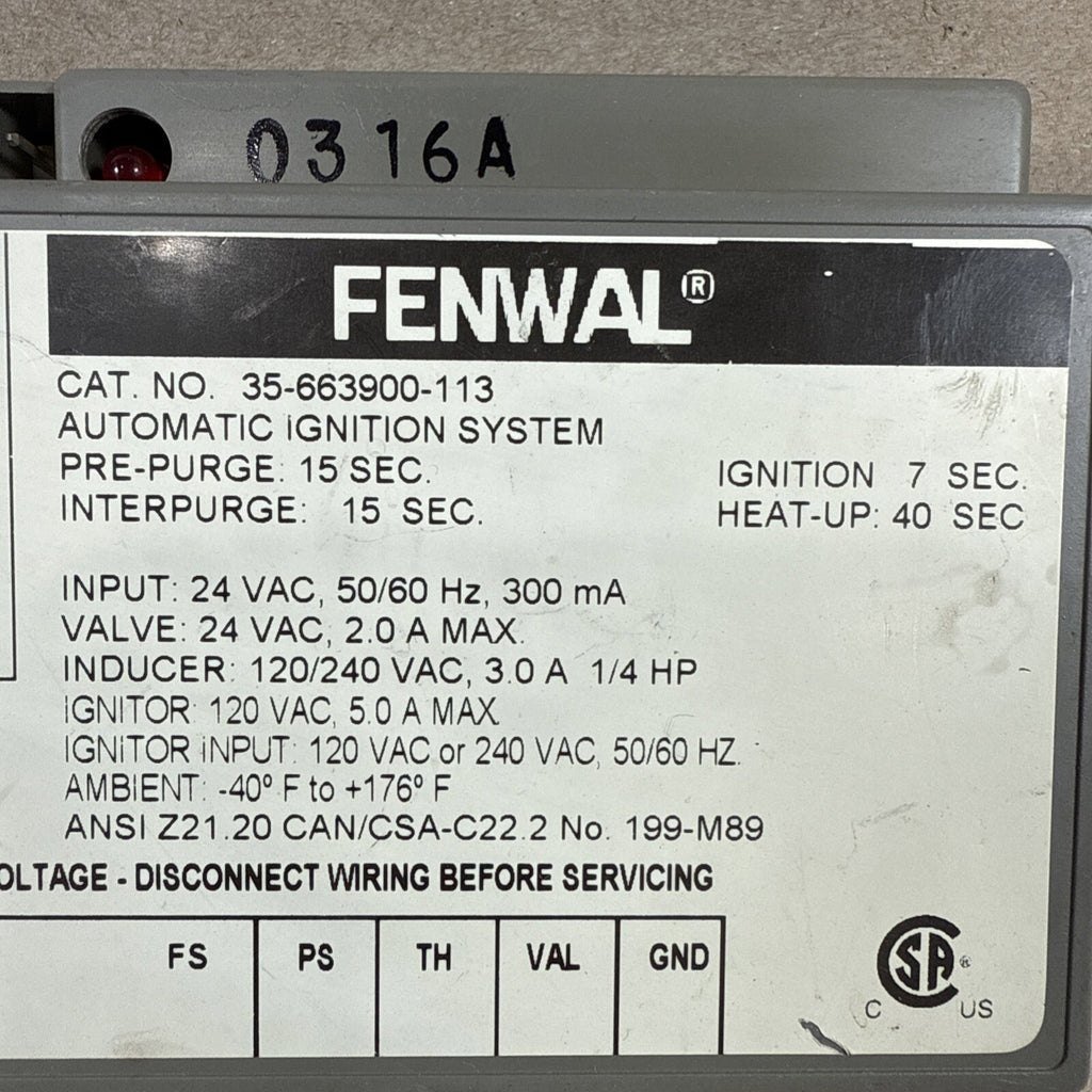 TESTED🔥🔥  FENWAL 35-663900-113 Automatic Ignition System E0234700. (D150)