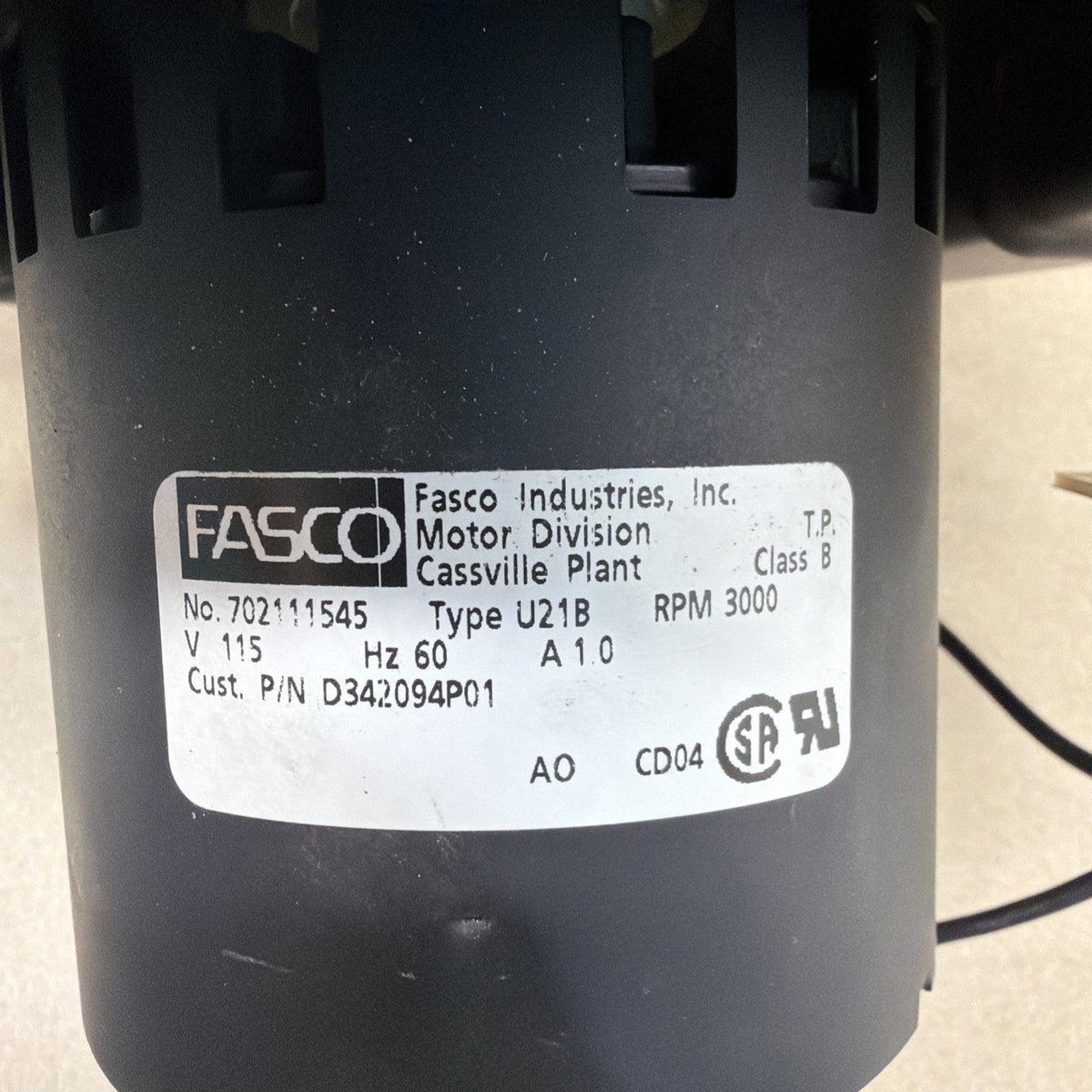 TESTED✅ FASCO 702111545 Draft Inducer Blower Motor Assembly D342094P01 115V