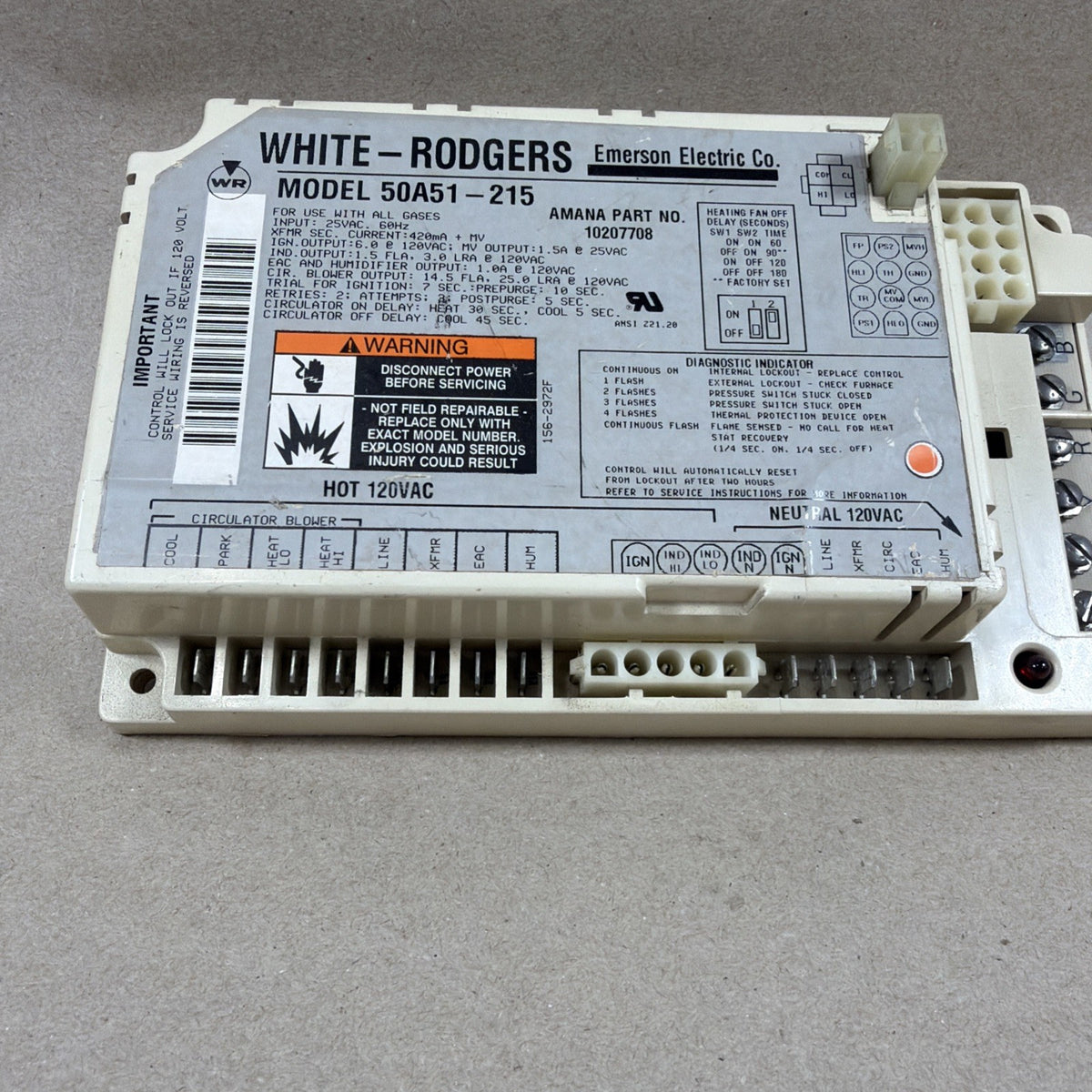 TESTED🔥🔥 Furnace Control Circuit Board 50A51-215 White Rodgers