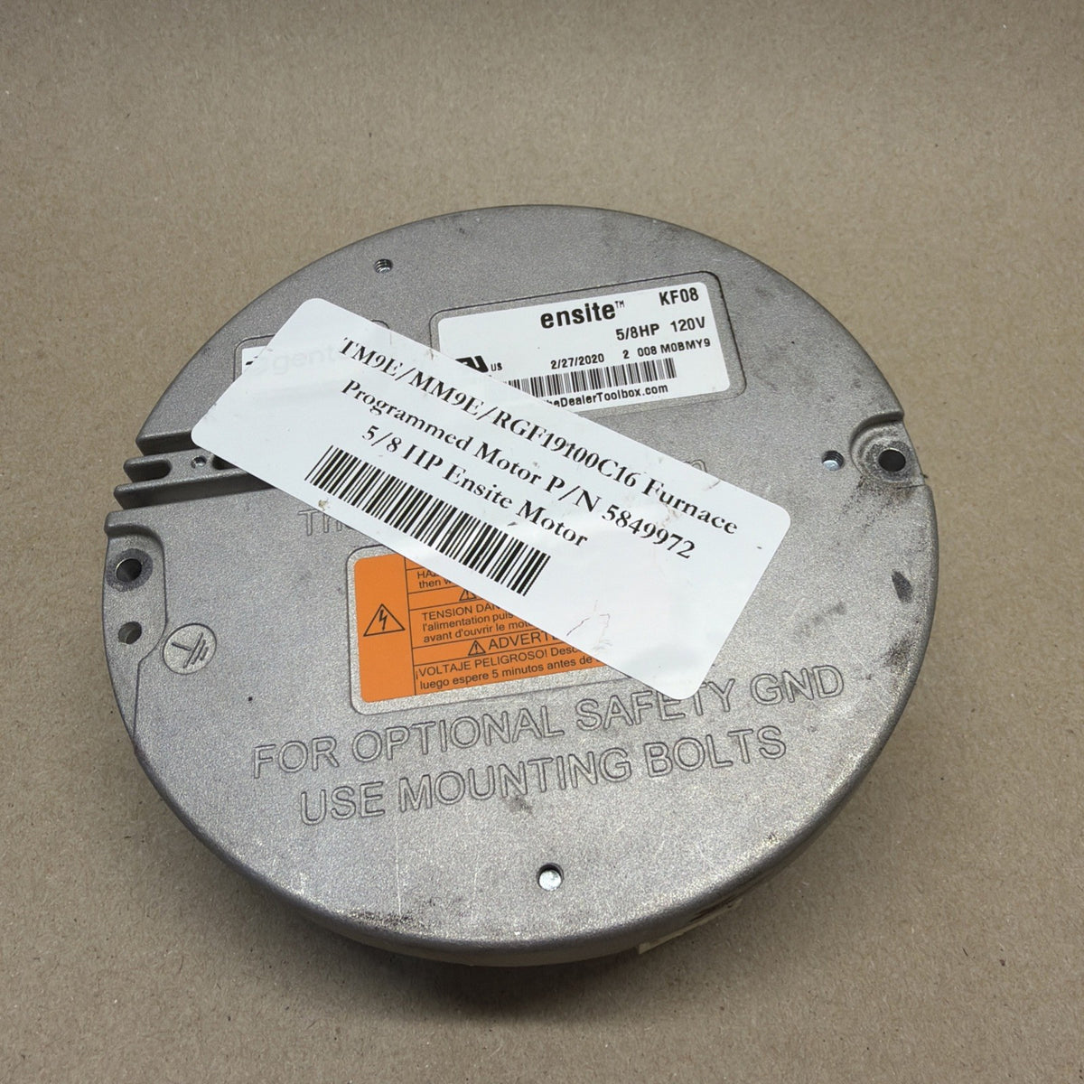 TESTED🔥 Genteq Ensite KF08 Blower Motor 5849972  120 V. 5/8HP RGF19100C16