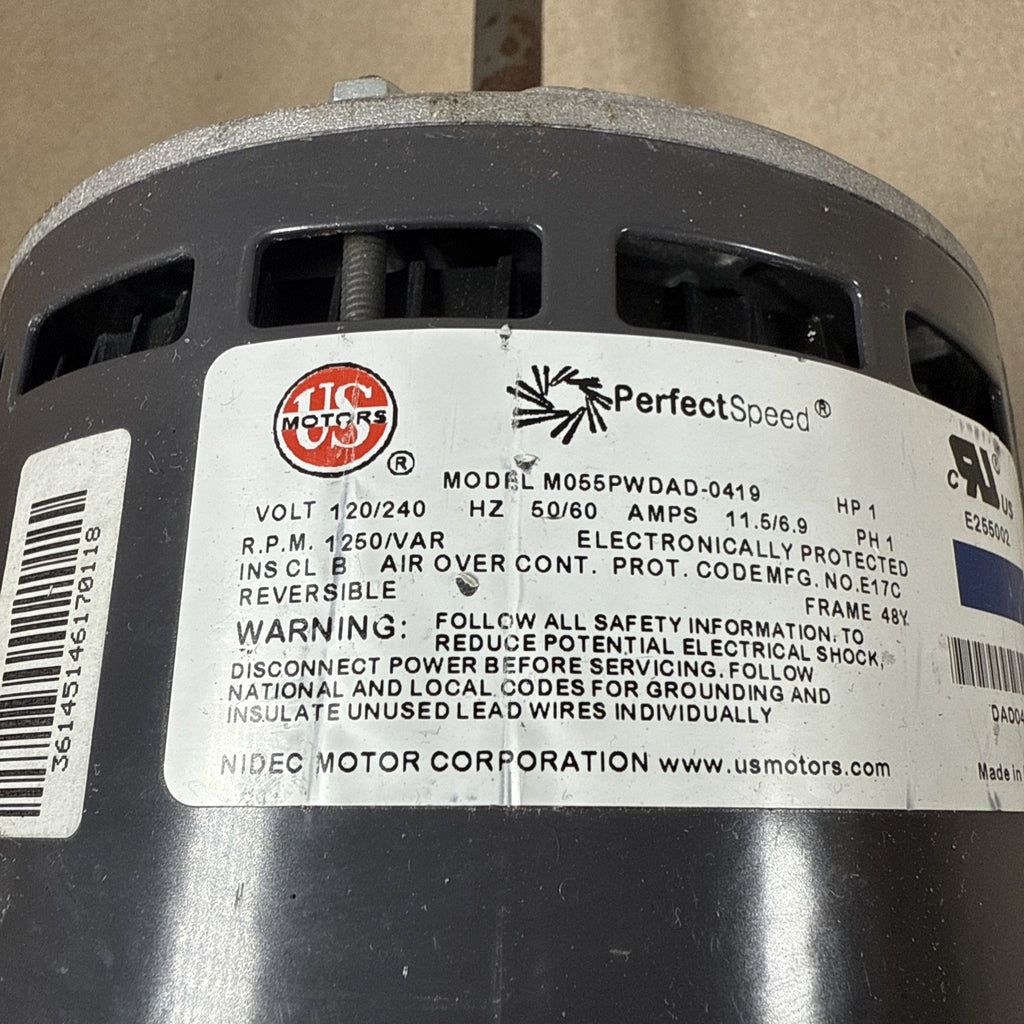 TESTED!!  US MOTORS Blower Motor M055PWDAD-0419 1HP J363354518 NIDEC (MT25)