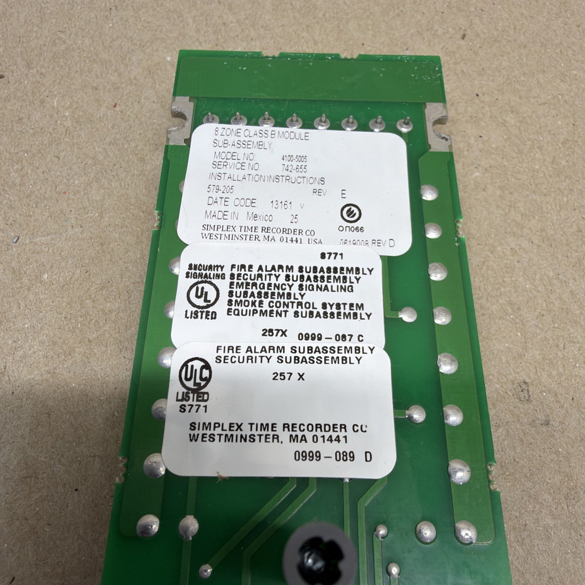 ✅. SIMPLEX 4100-5005 8 ZONE CLASS B 742-655 09037T CIRCUIT BOARD