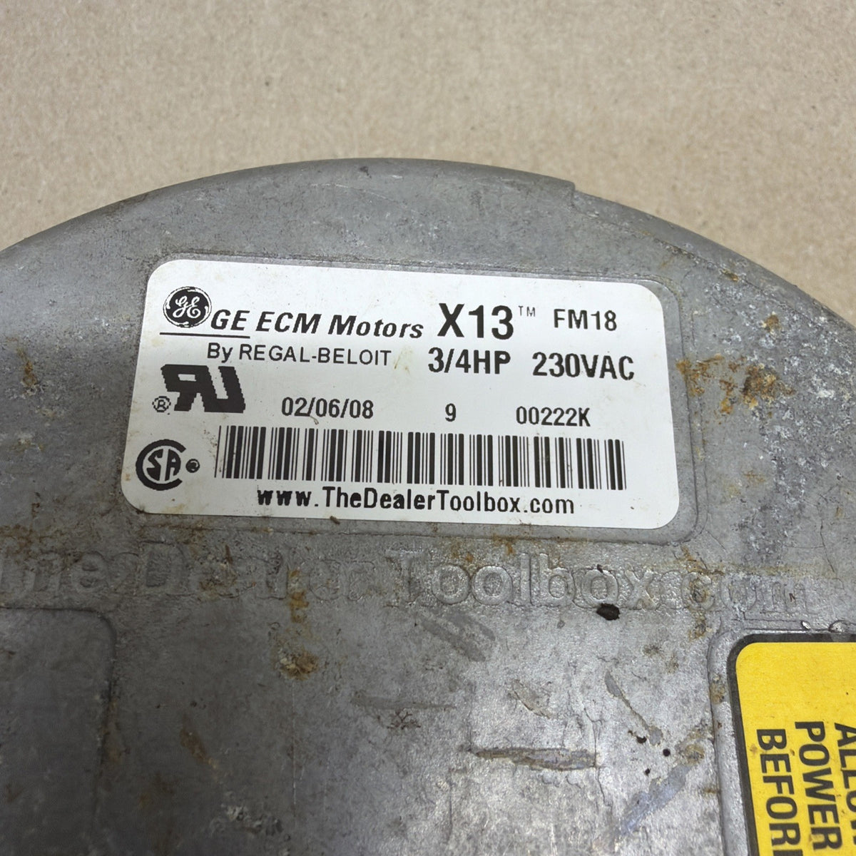TESTED✅  Endura  Genteq FM18 230VAC 3/4HP  Module Motor  02/06/08