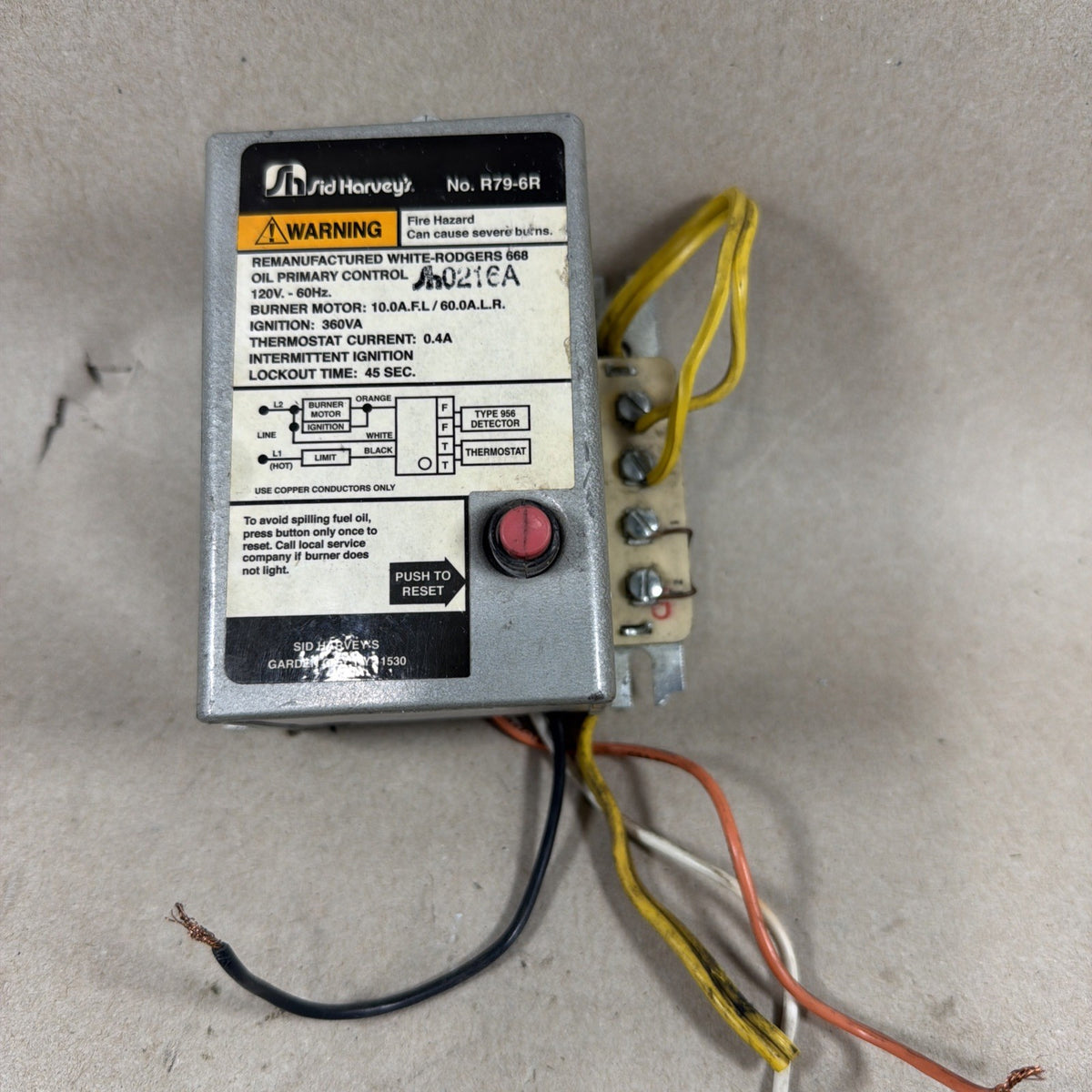 🔥 Sid Harvey's Oil Primary Control Unit R79-6R White Rogers Relay 0216A