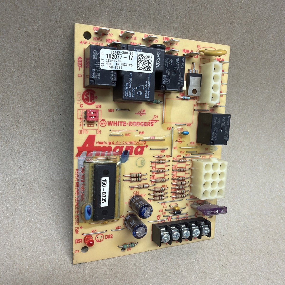 TESTED✅ Amana 102077-17 Furnace Control Board White-Rodgers 50A65-288-06