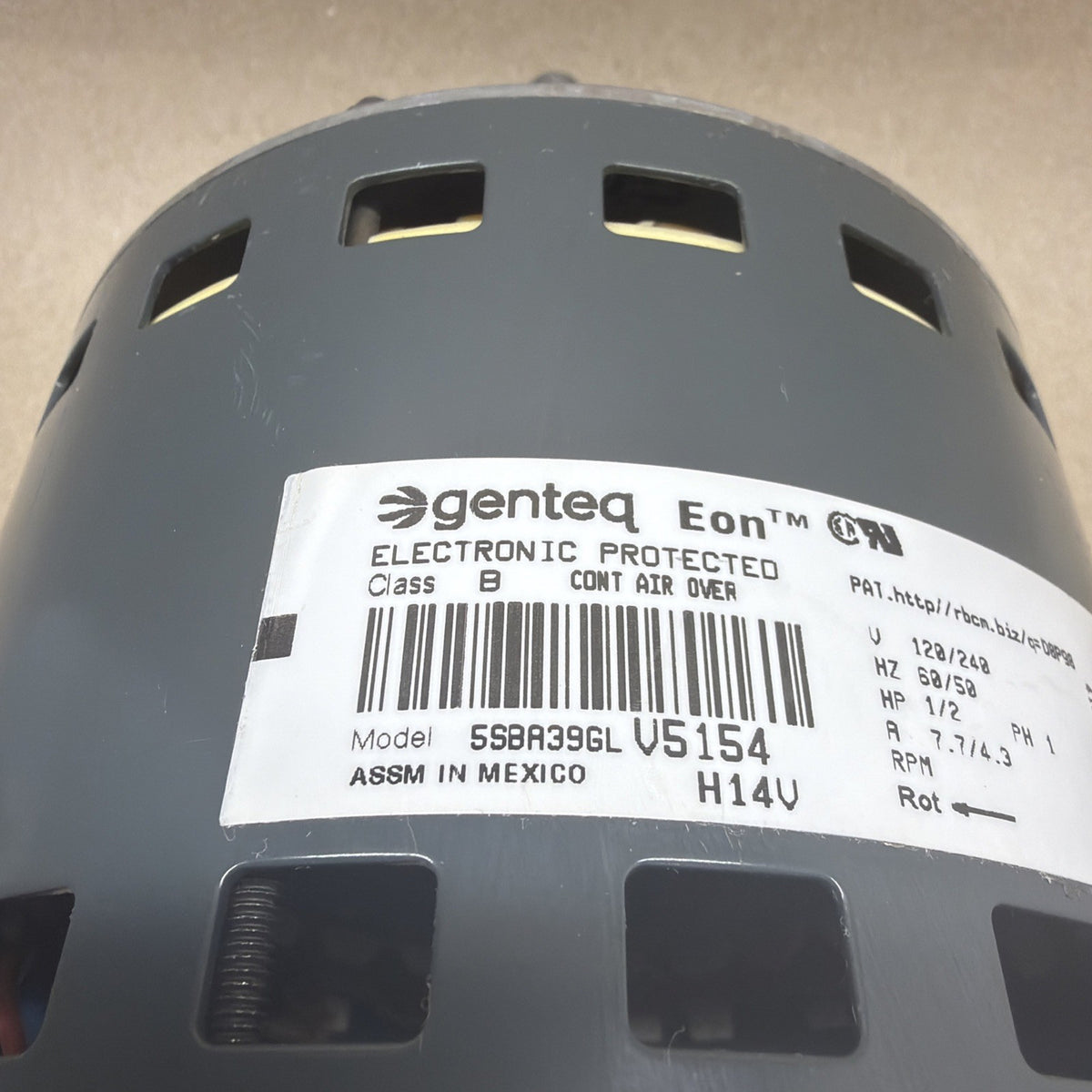 🔥 Genteq Eon 5SBA39GLV5154 Programmable Motor 1/2hp 115V D344702P01 HD03 CCW
