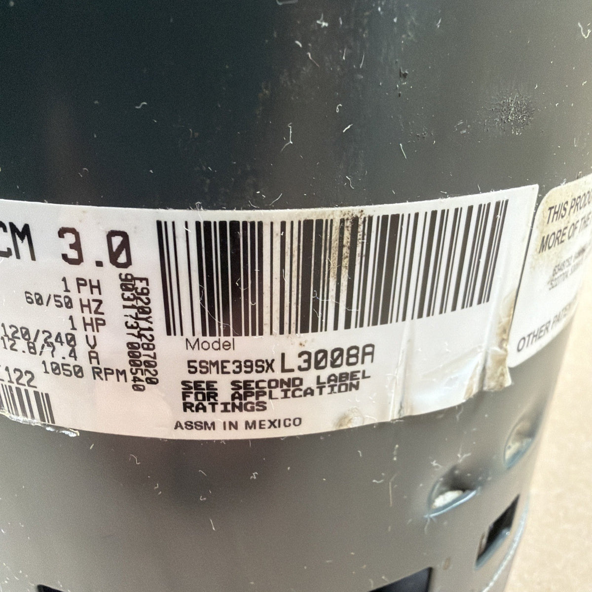 🔥 Genteq ECM 3.0 HD52RE122 Blower Motor 5SME39SXL3008A. GC07  3.0.  1HP