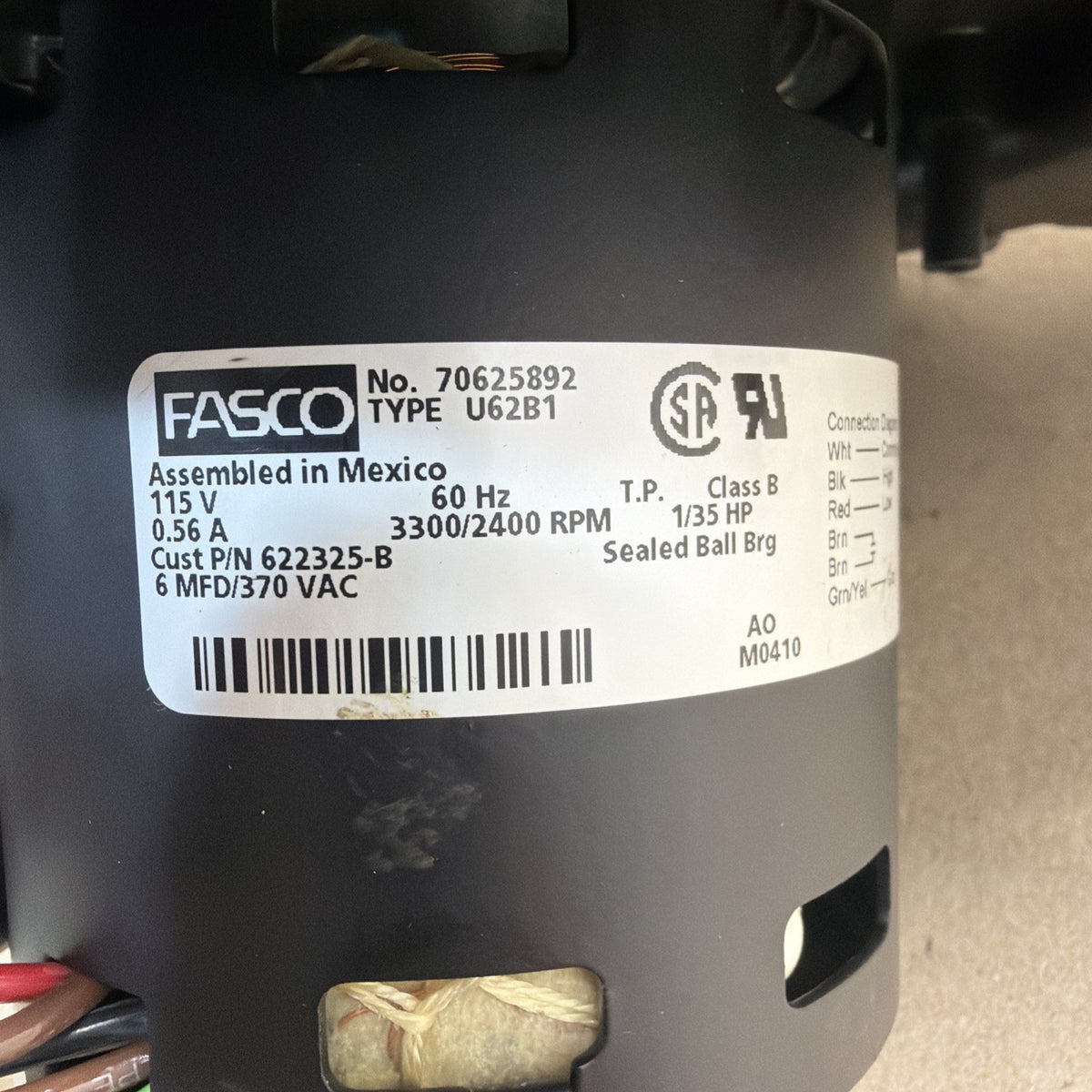 ✅ FASCO 70625892 Draft Inducer Blower Motor Assembly 622325 115V 7062-5892