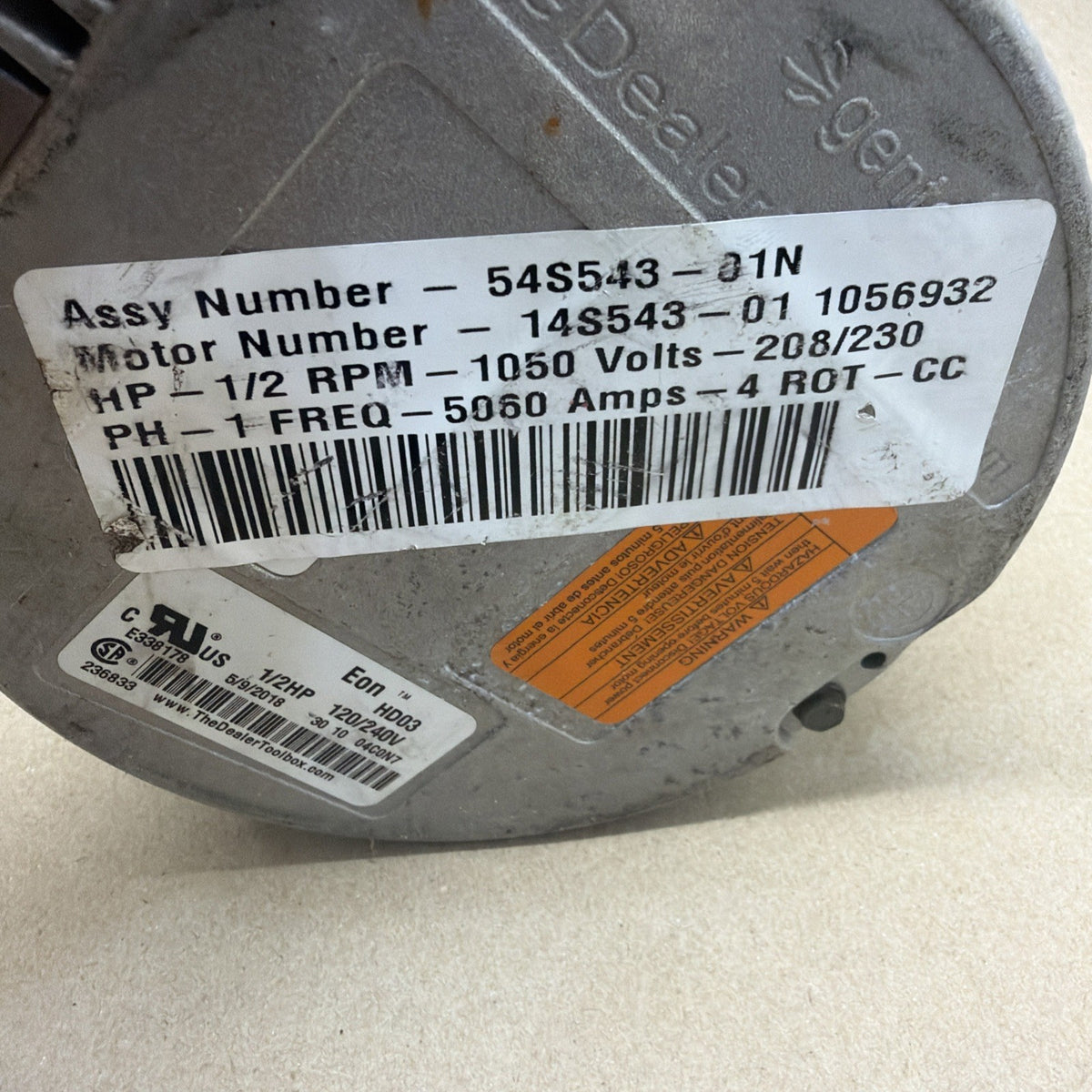 🔥 Genteq Eon 5SBA39DLQ001 Programmable Motor 1/2hp 208/230V  HD03 CCW 14S543-01