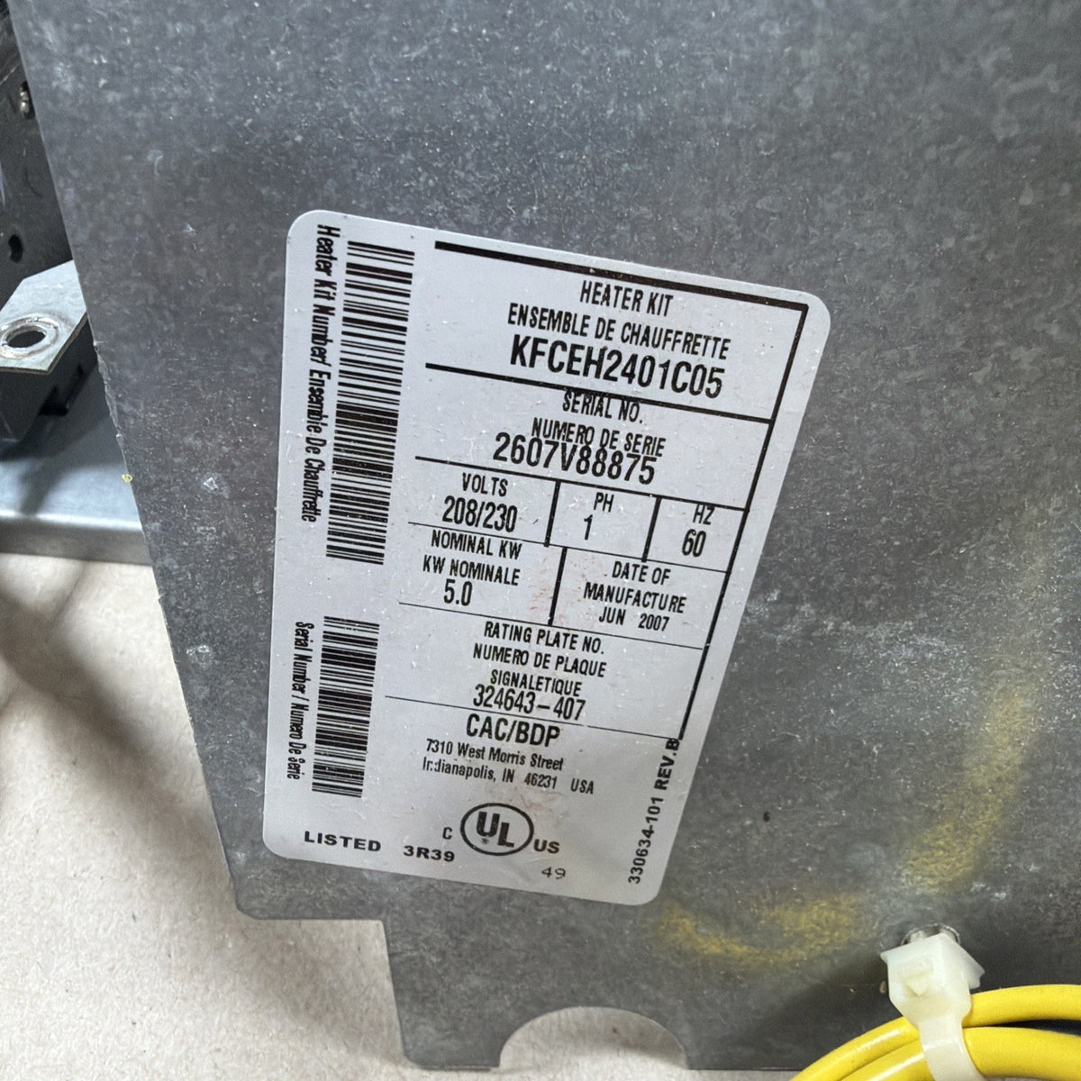 🔥🔥 KFCEH2401C05 Carrier 5Kw 1Ph Circuitbrkr Electrc Htr OEM KFCEH2401C05 #13