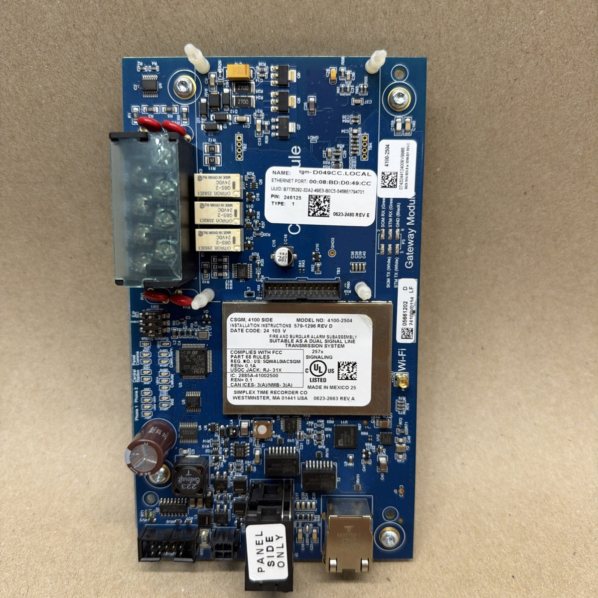 ✅. Simplex 4100-2504 Gateway Module Fire And Burglar Alarm 579-1296 REV D