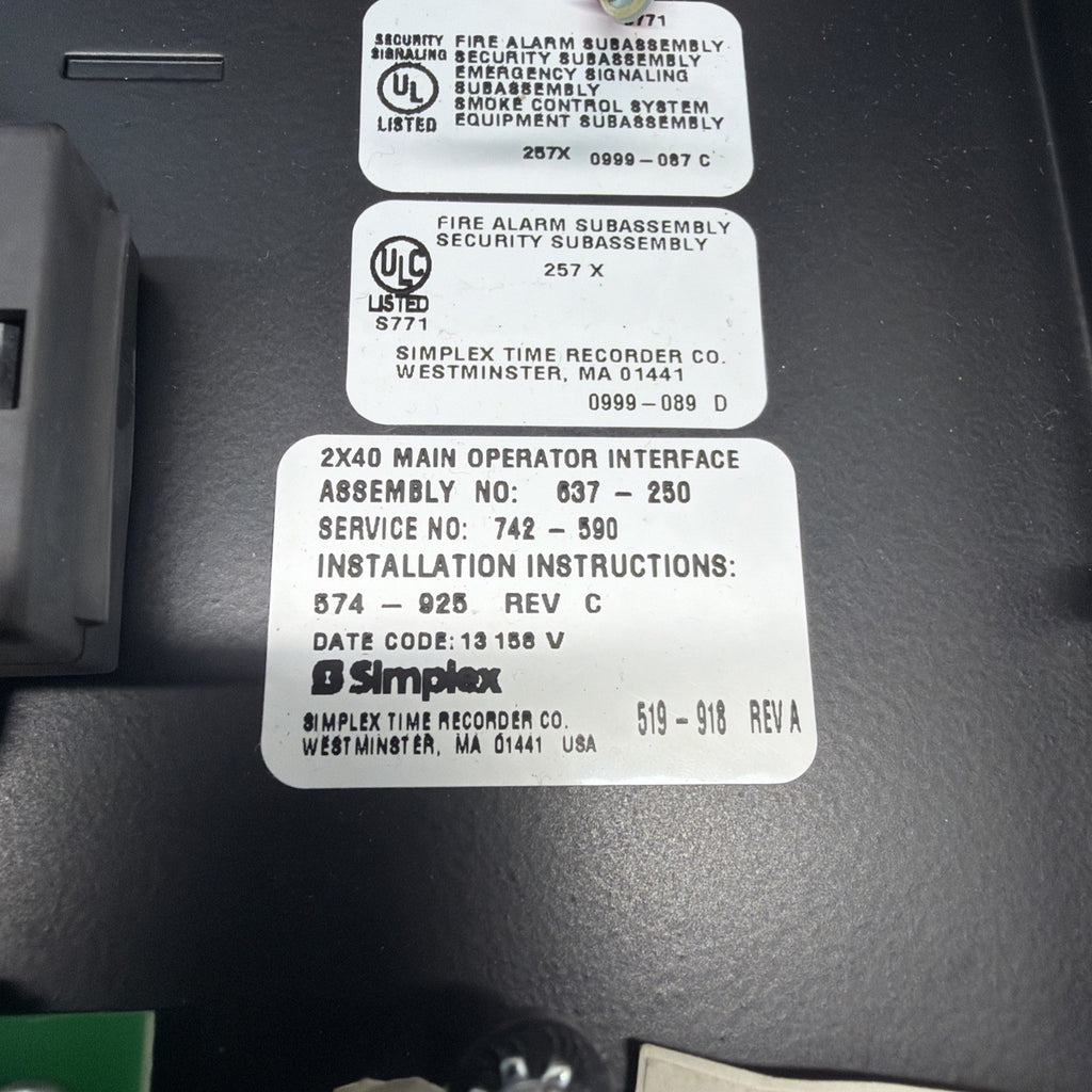 TESTED✅ Simplex 742-830 Master Operator Interface for 4100U/ES Panel 4100-9111