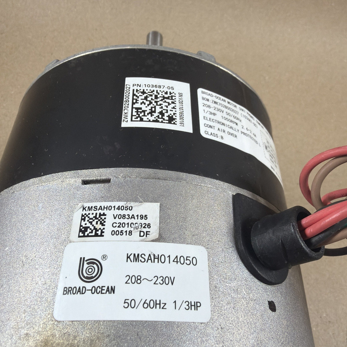 🔥 BROAD-OCEAN ZWK702B002027 ECM Blower Motor 103687-05 230V 1/3HP KMSAH014050