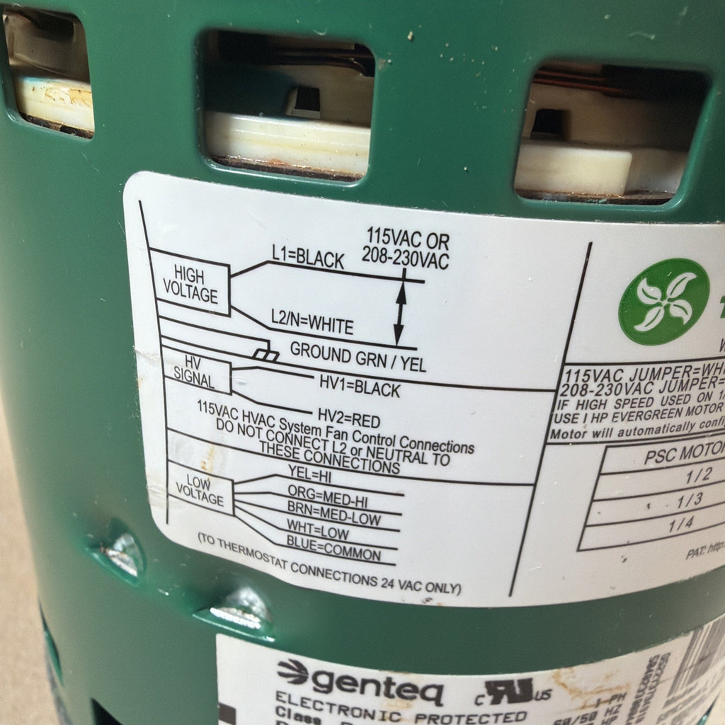 TESTED!! Genteq Evergreen 5SME39HXL110 1/2HP 115/230V ECM Blower Motor GX03