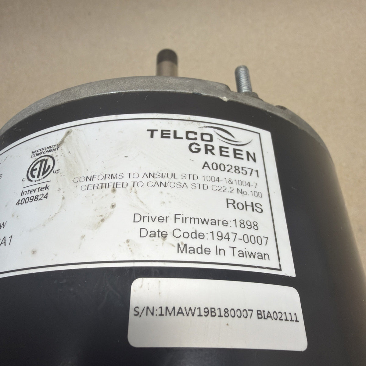 TESTED✅ Telco Green A0028571 Motor BMN48-750I2-ES-M52-CA1. NEMA 48 EC Motor