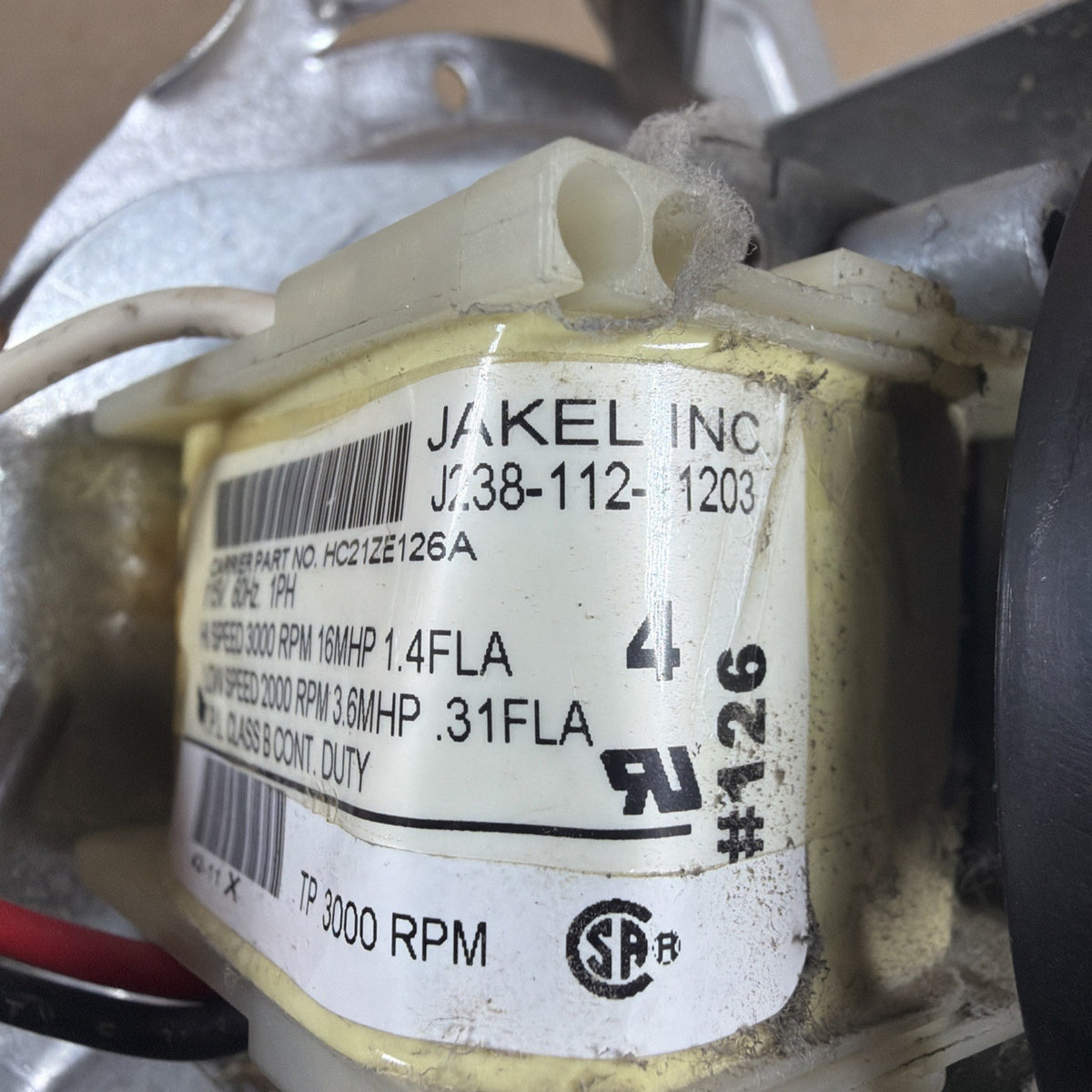 🔥 JAKEL J238-112-11203 Draft Inducer Blower Motor Assembly Carrier HC21ZE126A