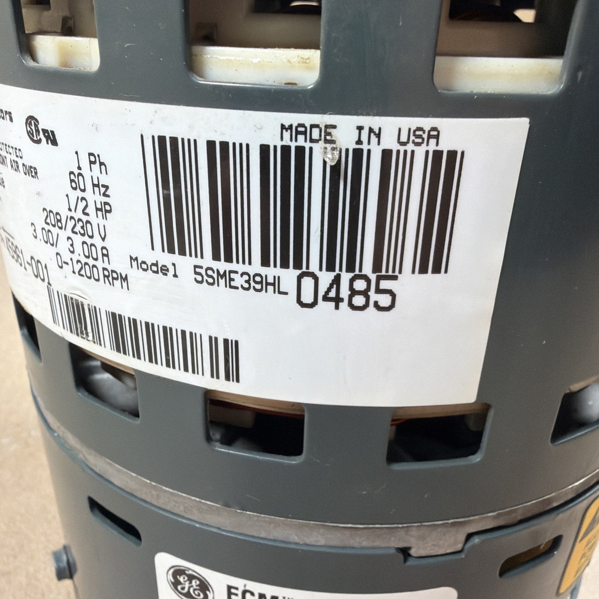 TESTED🔥 ECM 1/2HP Blower Motor 2.3 Controller GE 5SME39HL0485  208/230V CN02