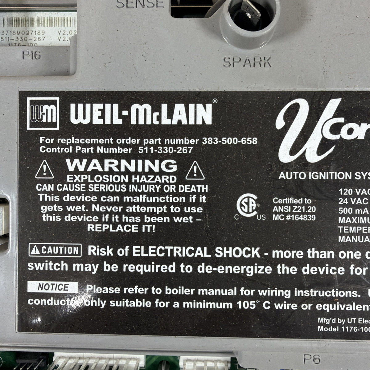 🔥🔥 Weil-McLain 383-500-658 U-Control Module Spark Board 511-330-267 1176-100